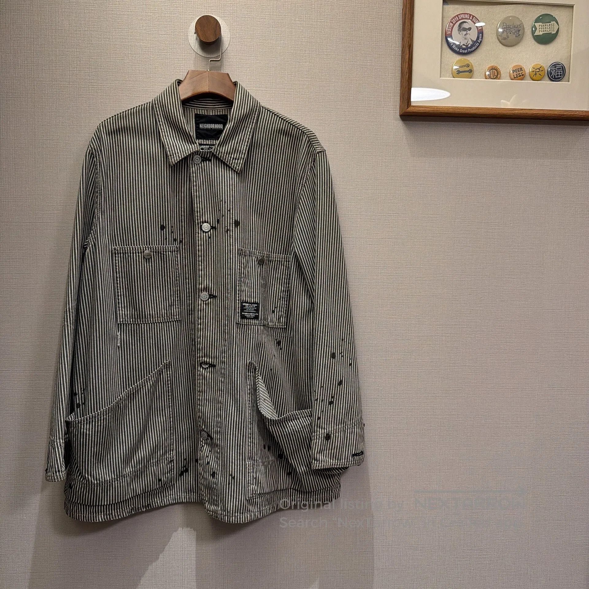 Neighborhood Urban Striped Work Jacket.