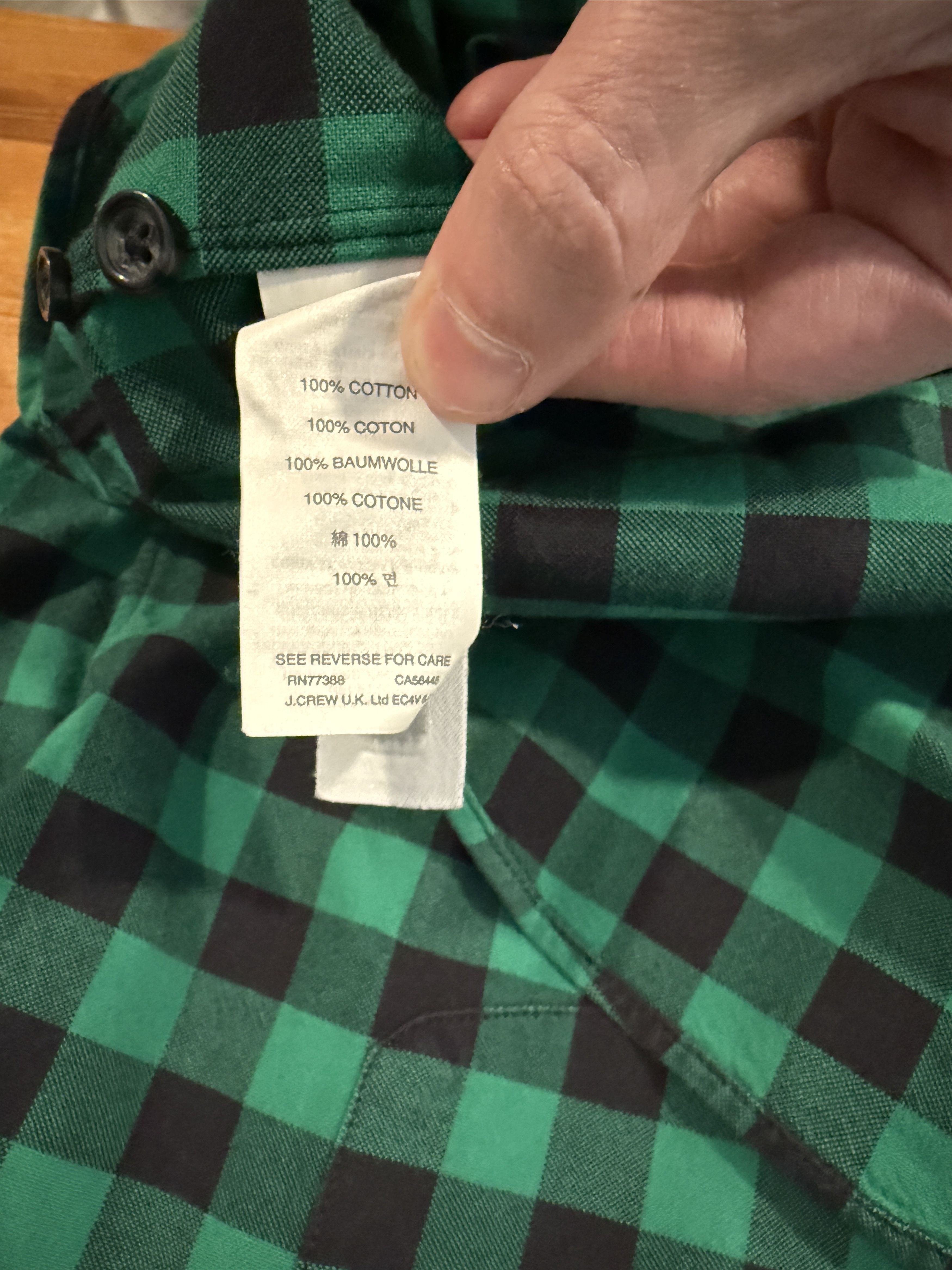 J.Crew J.Crew Green Buffalo Check Plain Oxford Cloth Button Down Size US M / EU 48-50 / 2 - 4 Thumbnail