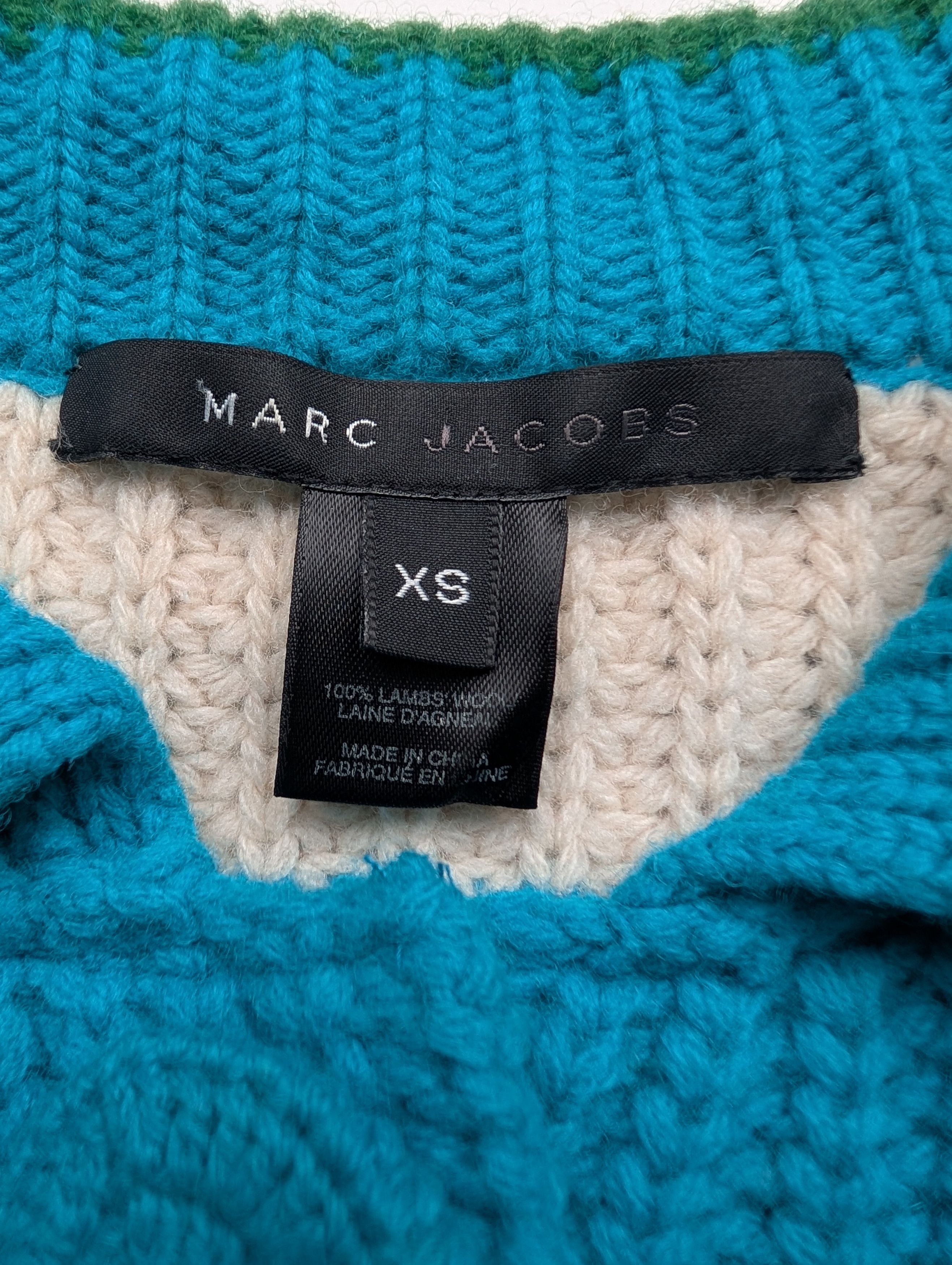 Marc Jacobs Multicolor Chunky Knitted Wool Cardigan Size XS / US 0-2 / IT 36-38 - 4 Thumbnail