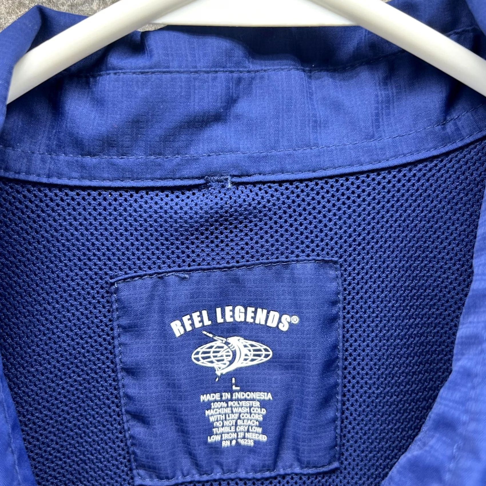 Vintage Reel Legends Shirt Men Large Adult Blue Navy Casual Button Down Polyester Vented Size US L / EU 52-54 / 3 - 5 Thumbnail