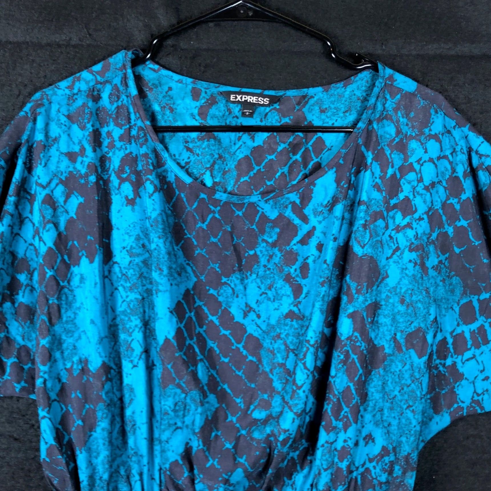 Express Express Womens Dress Midi Black Printed Crew Short Sleeve Pockets S Size 28" / US 6 / IT 42 - 2 Thumbnail