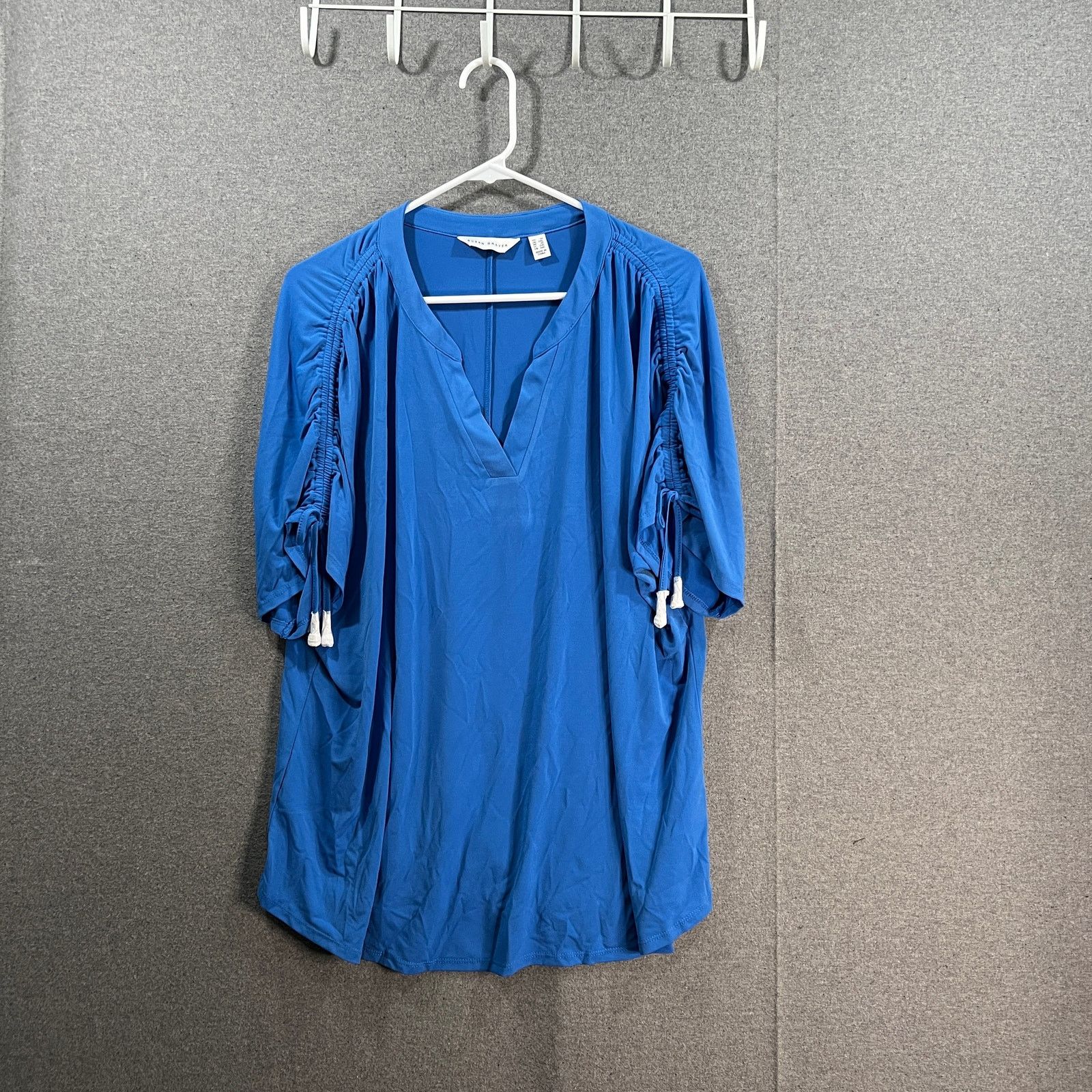 Other Susan Graver Liquid Knit Split Neck Short Dolman Sleeve Top Size XL / US 12-14 / IT 48-50 - 2 Thumbnail