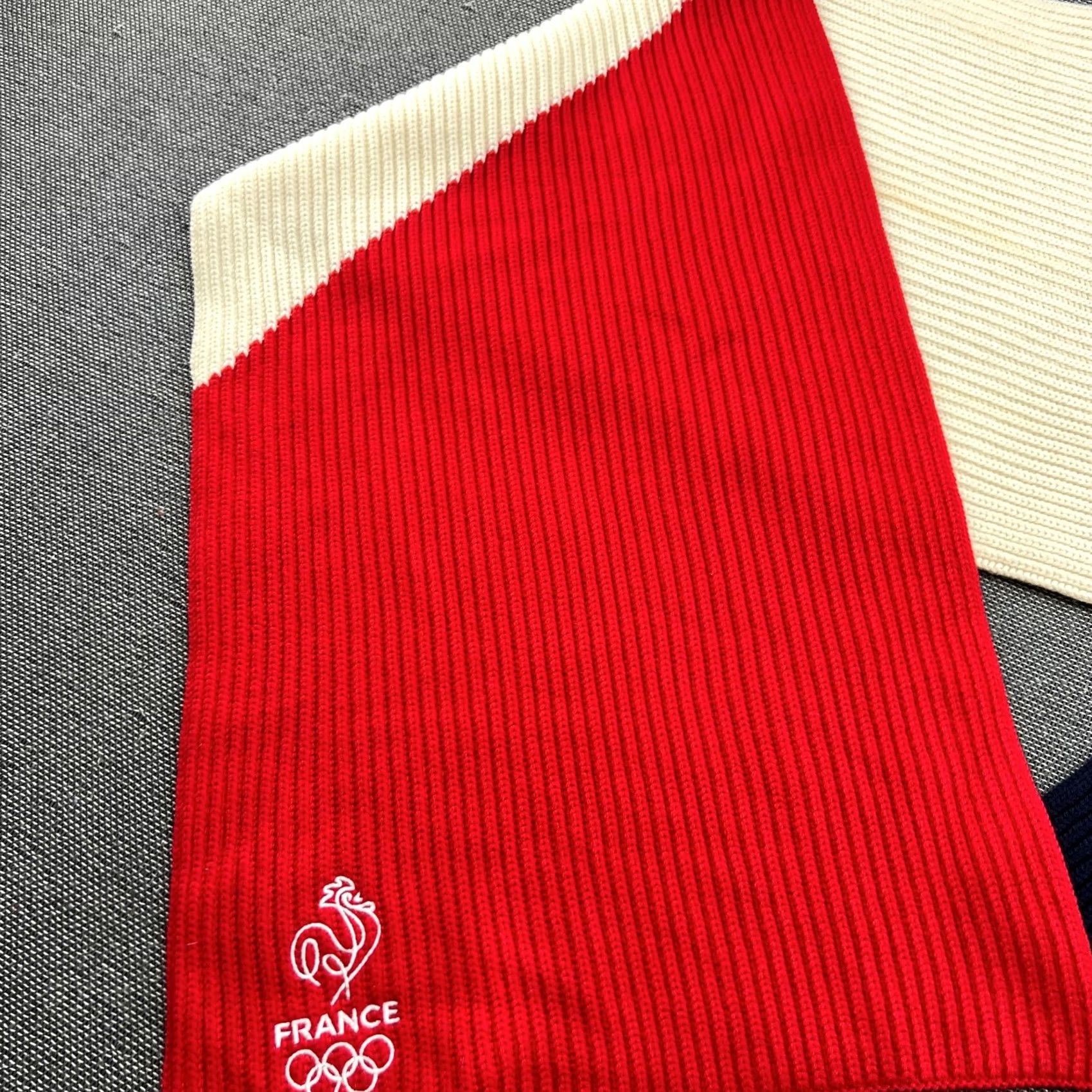 Lacoste LACOSTE France Olympic Games Tribute Scarf Limited Edition 100% Wool Crocodile • Unisex Wool Scarf • Multicolor Flag Theme • 70 Inches Size ONE SIZE - 6 Thumbnail