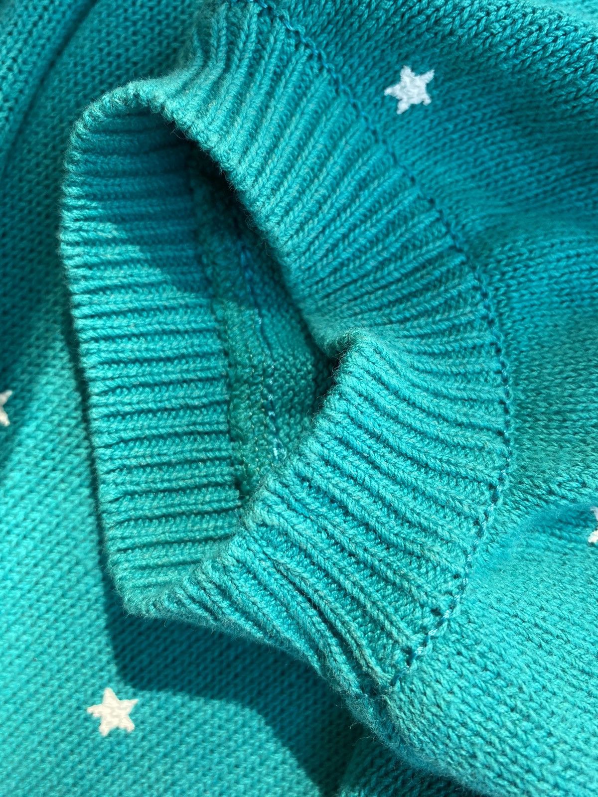 Vintage Paserio Teal Puff Sleeve Knit Top with Star Pattern Size S / US 4 / IT 40 - 8 Thumbnail