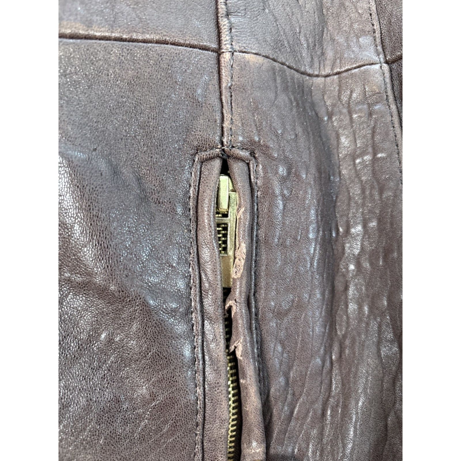 Vintage VINTAGE Tibor Leather Jacket Womens XL Brown Full Zip Zippers Pebbled 90s Womens Size XL / US 12-14 / IT 48-50 - 6 Thumbnail