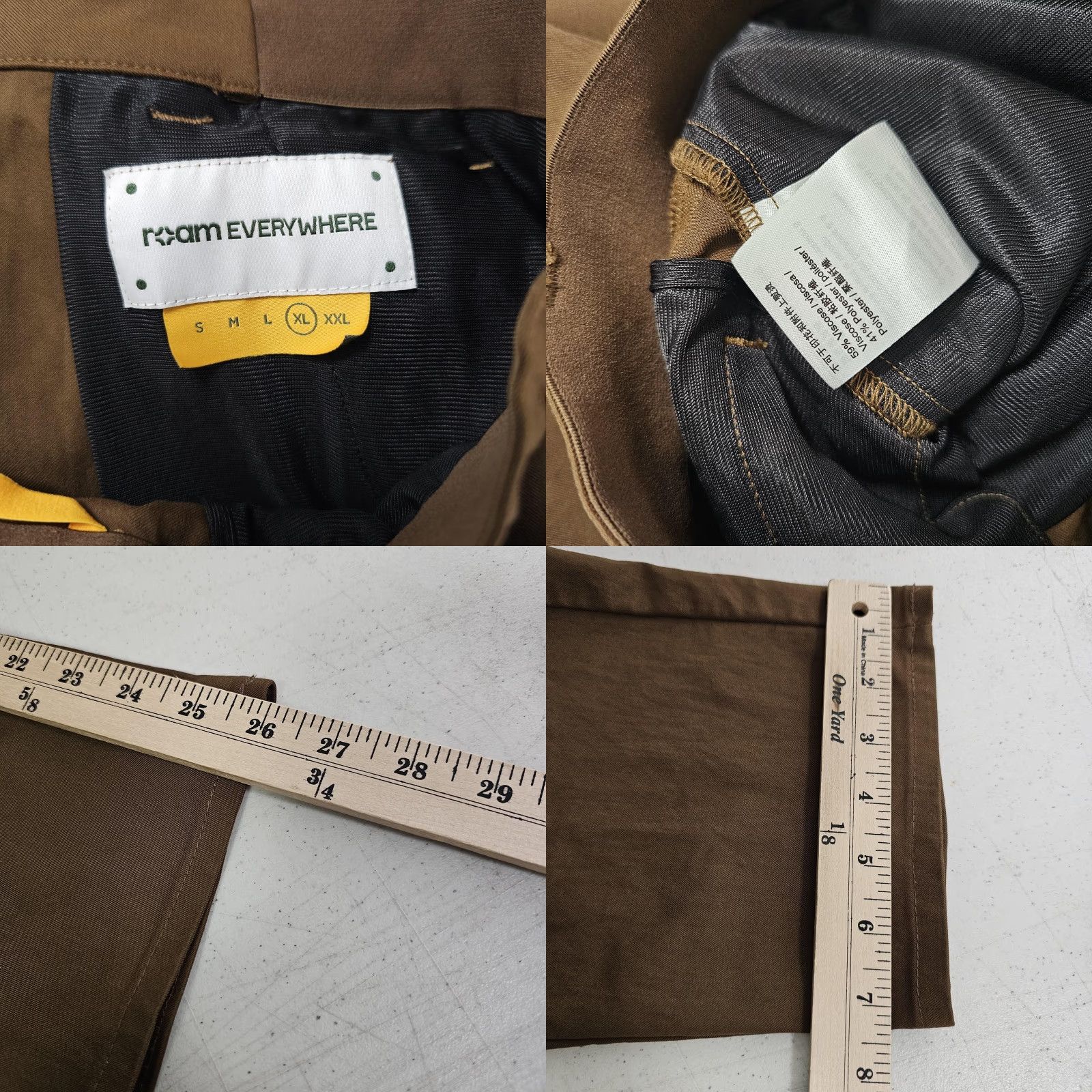 Vintage Roam Everywhere Pants Mens XL Brown Khaki Stretch Travel Chino Elastic Waist Size US 36 / EU 52 - 8 Thumbnail