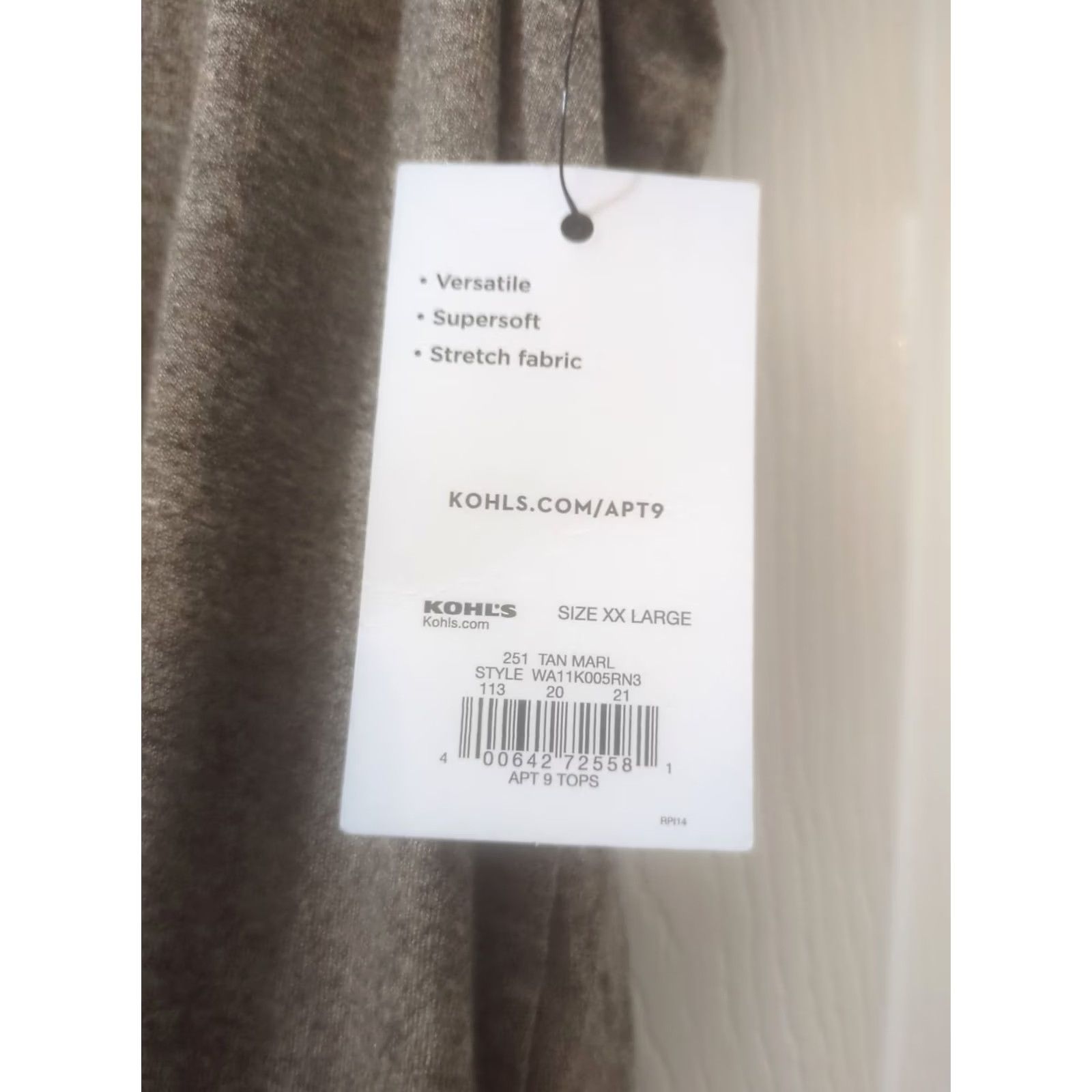 Essentials Apt 9 Tunic Tank Top Women Plus Size 2XL Sleeveless V-Neck Brown NWT Tank Top Tunic Size XXL / US 16-18 / IT 52-54 - 3 Thumbnail