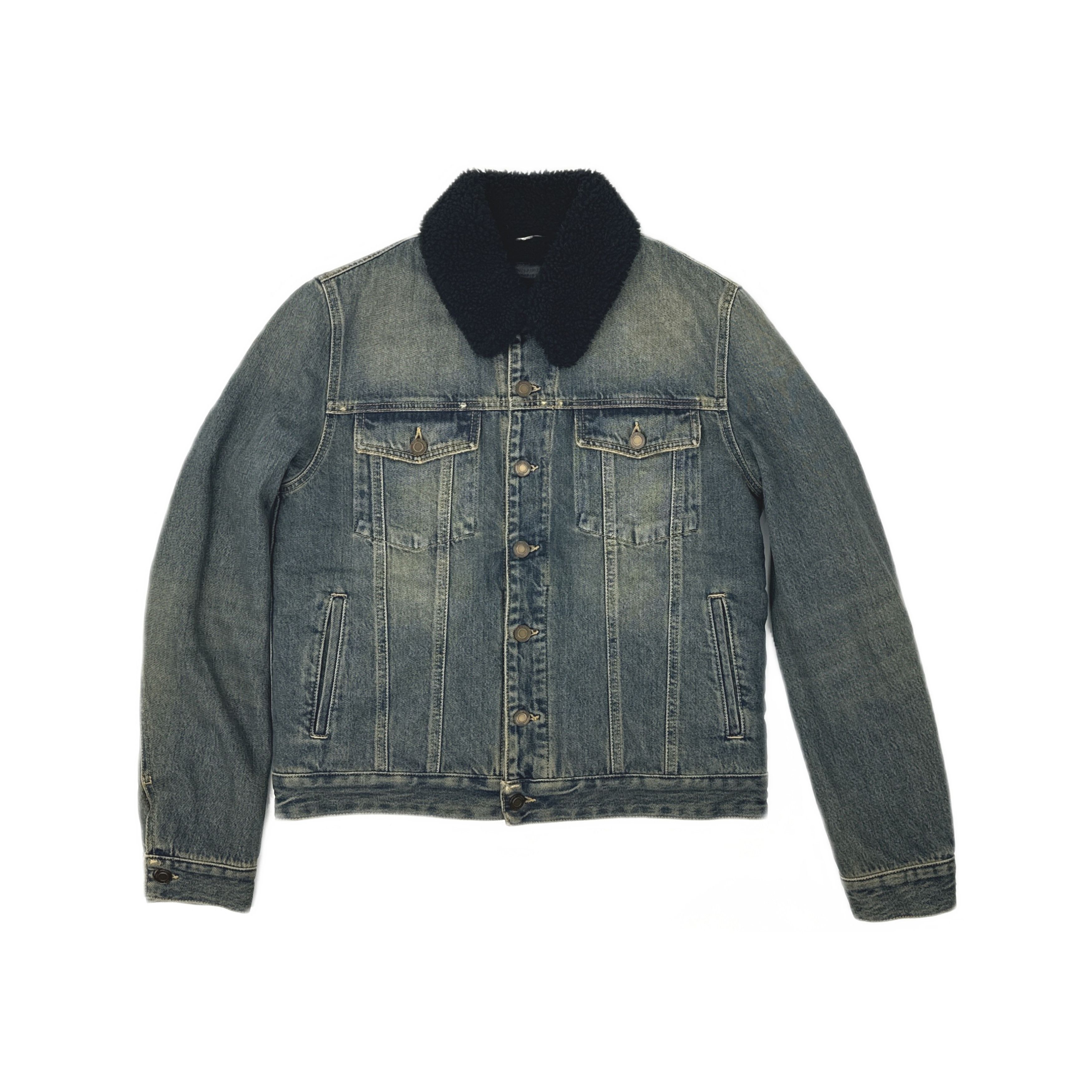 Saint Laurent Paris Saint Laurent Fur Collar Denim Jacket Size L Size US L / EU 52-54 / 3 - 1 Thumbnail