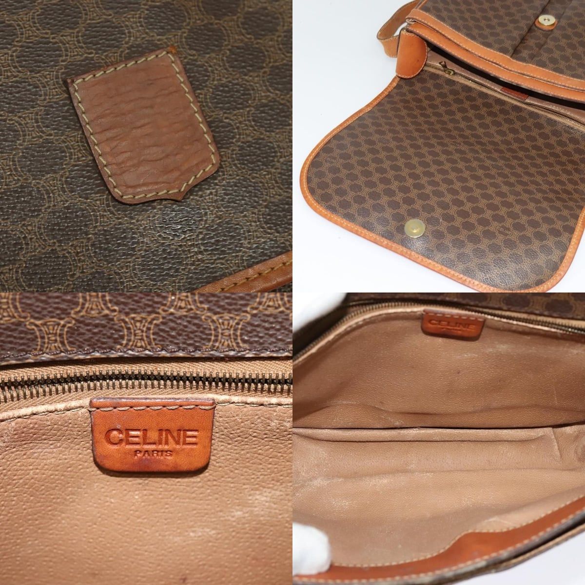 Celine CELINE Macadam Canvas Shoulder Bag Pvc Leather Brown Gold Size ONE SIZE - 11 Thumbnail