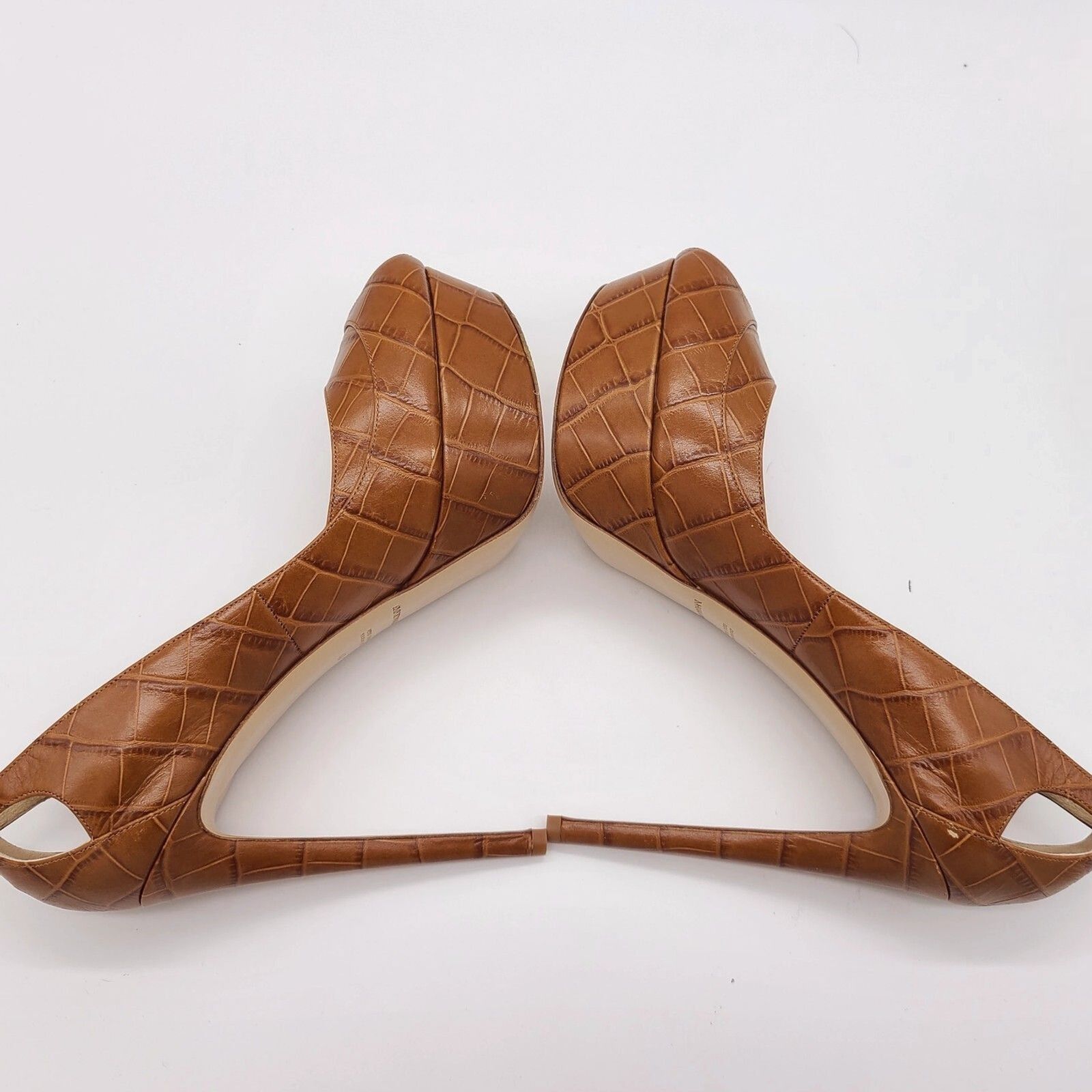 Emporio Armani Emporio Armani LIMITED Tan Leather Croc 5" Stilettos w/ COA Size US 9 / IT 39 - 9 Thumbnail