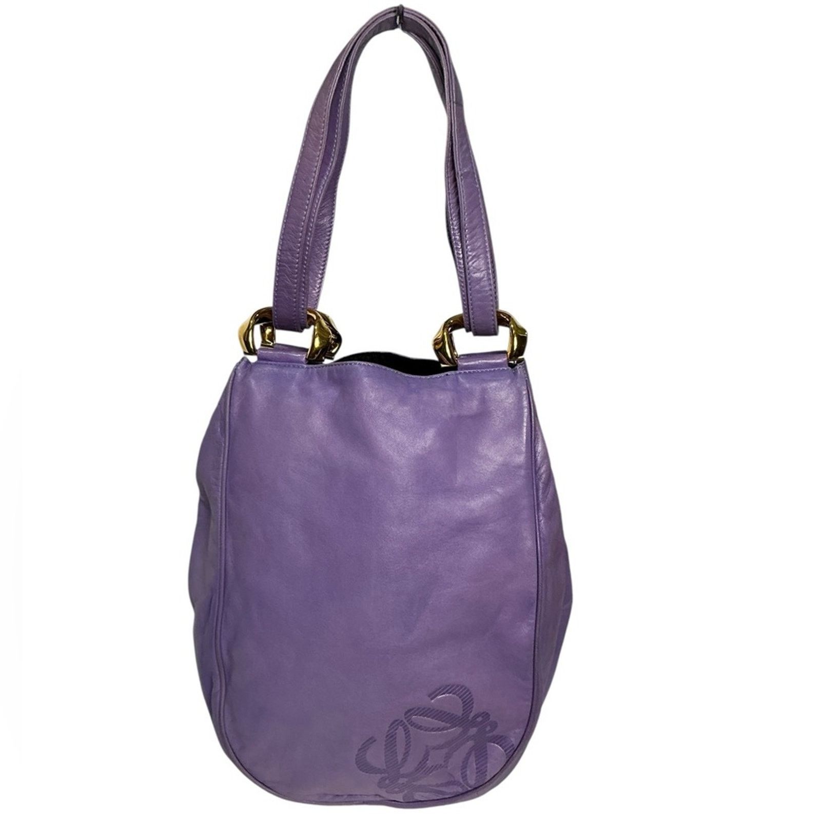 Loewe Loewe Purple Leather Anagram Hobo Buttery Soft Gold Hardware Size ONE SIZE - 10 Thumbnail
