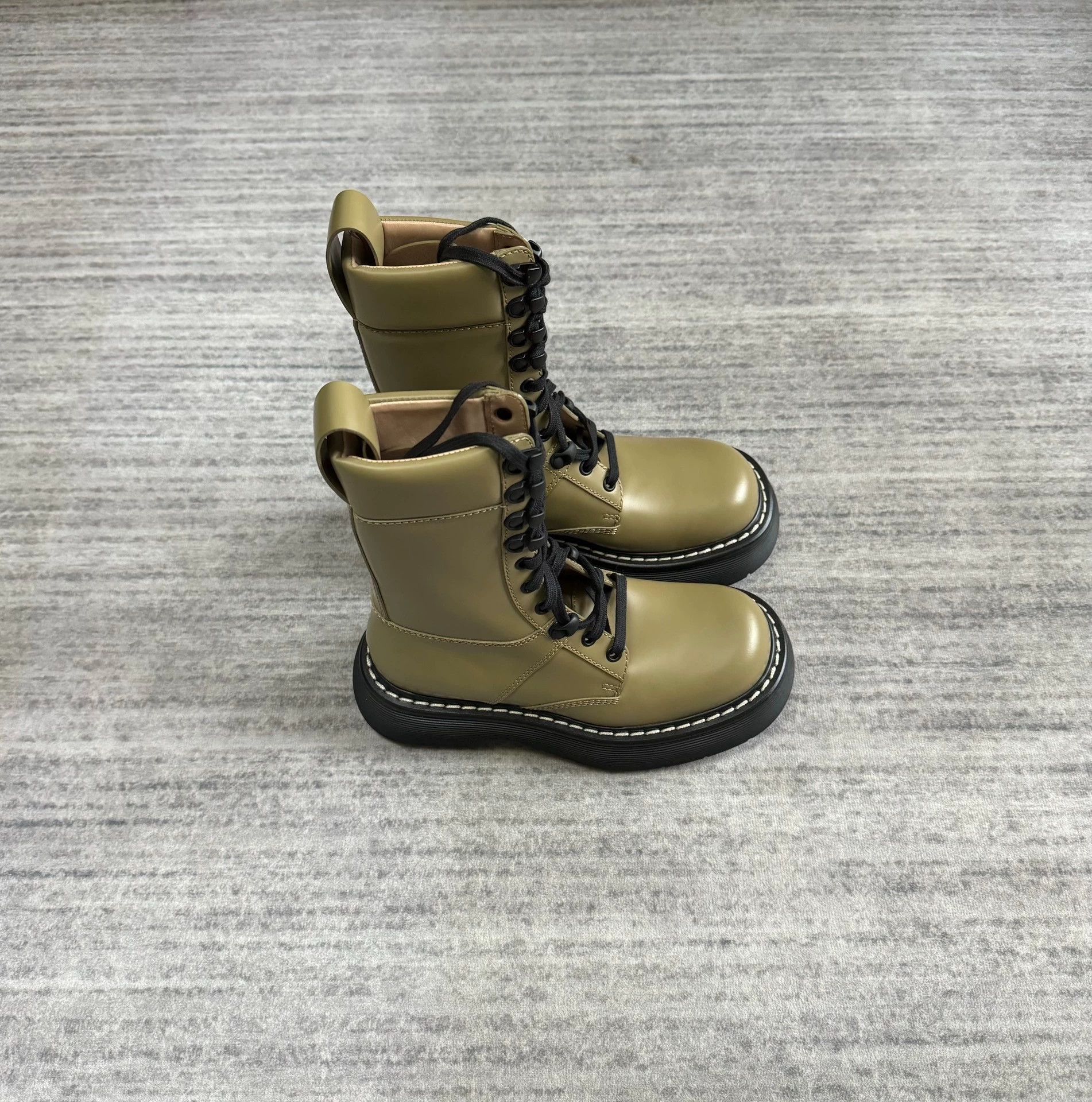 Bottega Veneta BV Swell Tall Platform Combat Boots - Avocado 36 Size US 5.5 / IT 35.5 - 2 Thumbnail