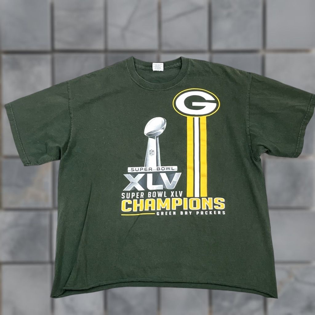 NFL Green Bay Packers T Shirt Adult Medium Green NFL Champions XLV Super Bowl Rare M Size US M / EU 48-50 / 2 - 1 Thumbnail