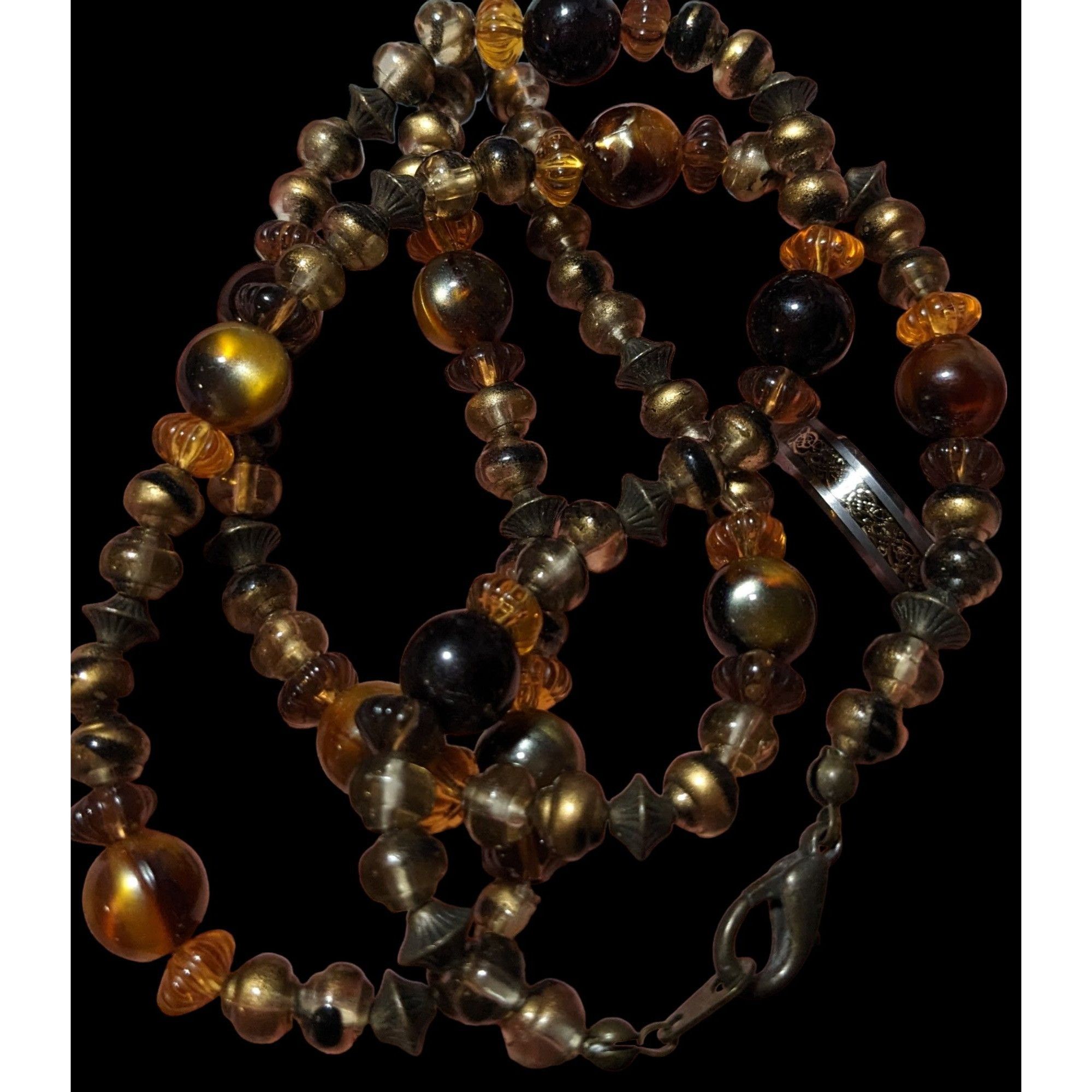 Other Earthy Retro Brown And Gold Beaded Necklace Size ONE SIZE - 2 Thumbnail