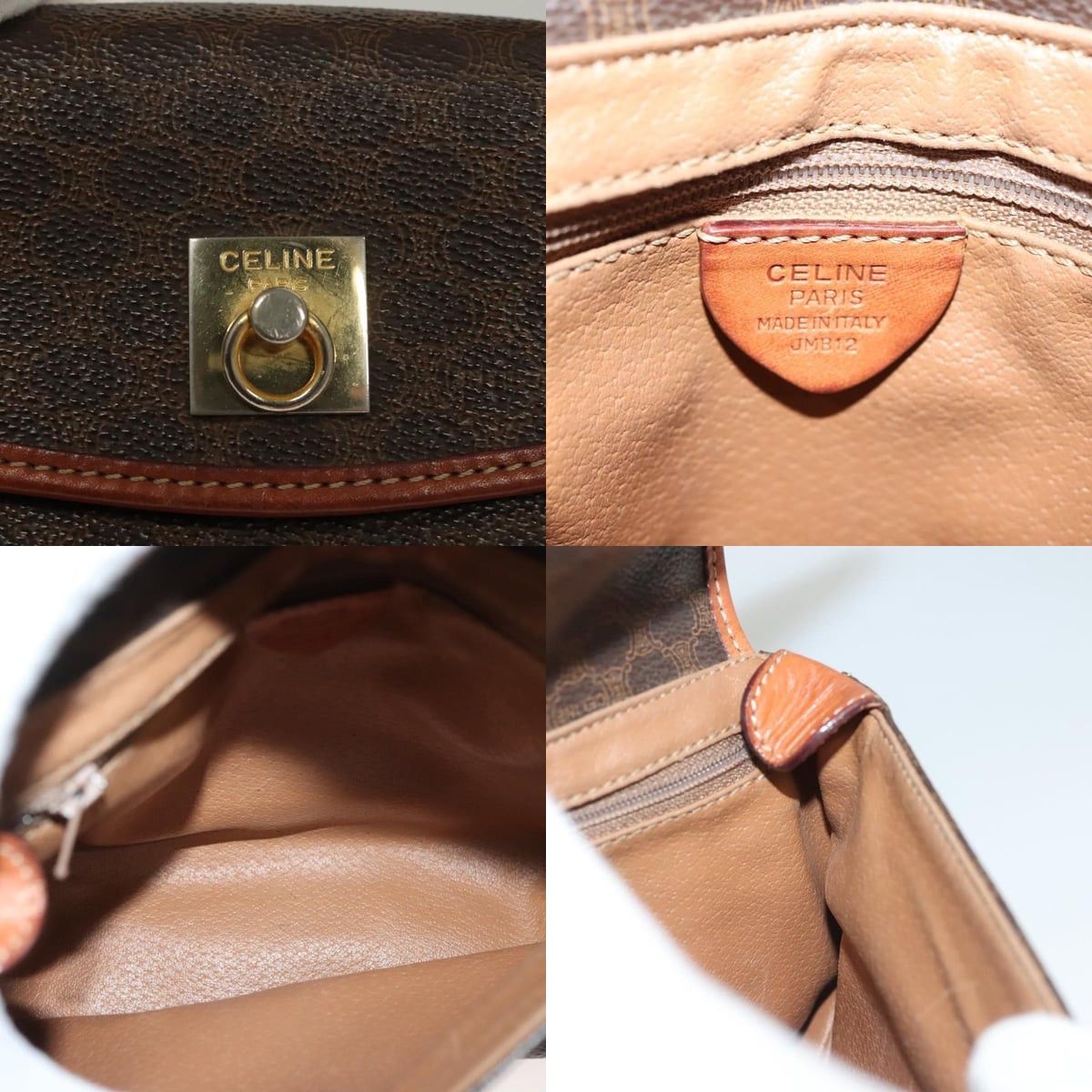 Celine CELINE Macadam Canvas Hand Bag Pvc Leather Brown Gold Size ONE SIZE - 11 Thumbnail