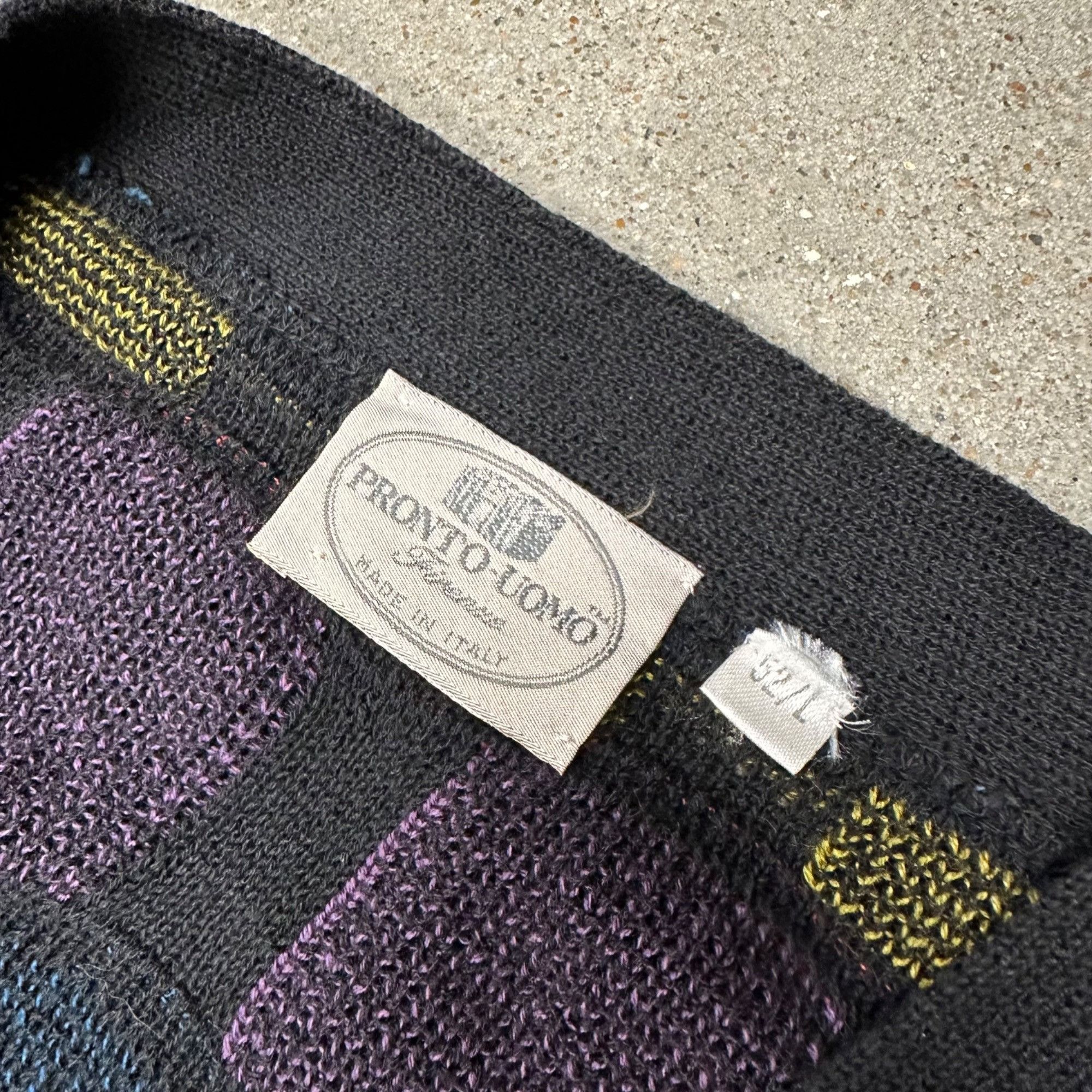 Pronto Uomo × Vintage Vintage Pronto-Uomo Unique Patterned Knit Cardigan Sweater Size US L / EU 52-54 / 3 - 2 Thumbnail