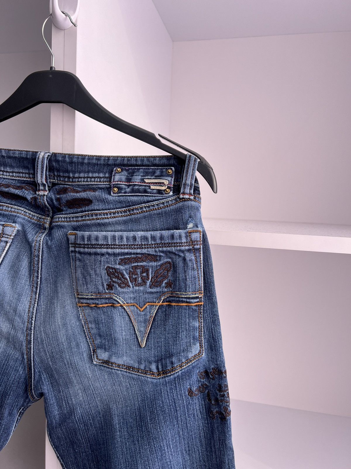 Designer × Diesel × Vintage RARE Y2K Criminal Bandit Embroidered Tattoo Denim Jeans Size US 32 / EU 48 - 18 Thumbnail