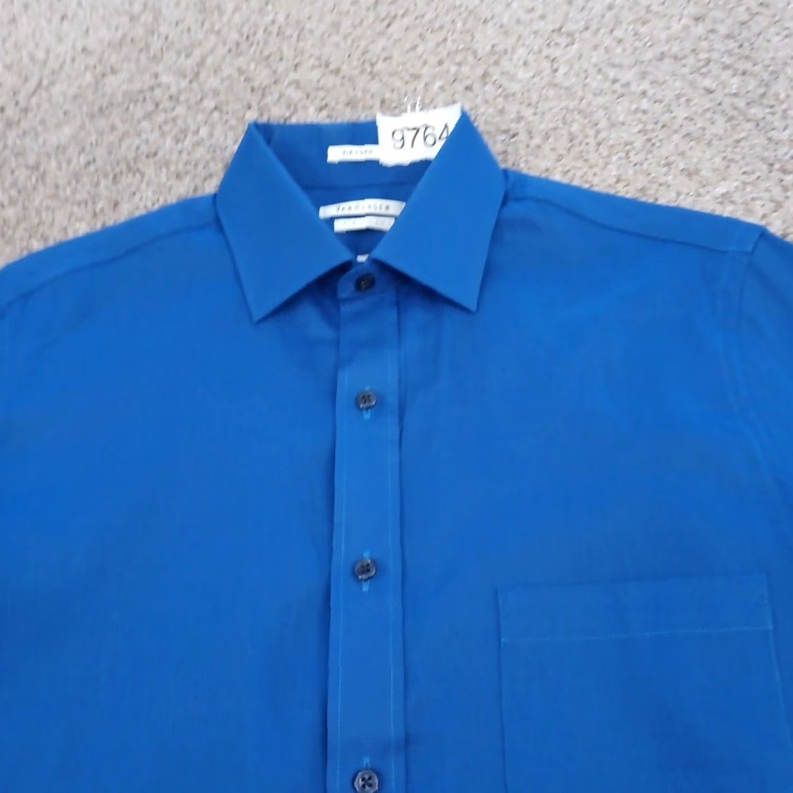 Van Heusen Van Heusen Shirt Mens Size 15 Blue Pin Cord Long Sleeve Button Up Cotton Blend Size US M / EU 48-50 / 2 - 3 Thumbnail