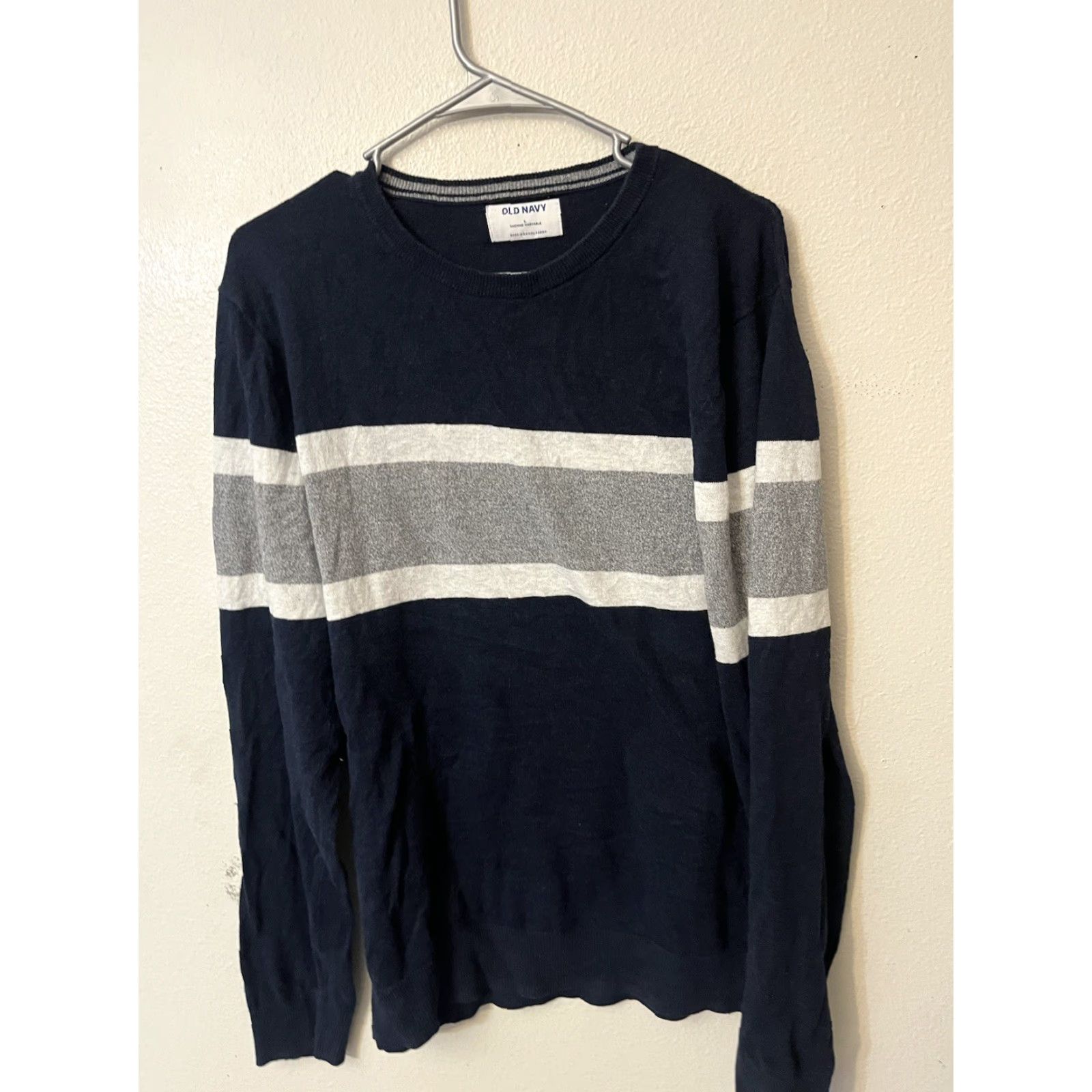 Old Navy Old Navy Mens Long Sleeve Blue Chest Stripe Crew Neck Sweater Large Size Size US L / EU 52-54 / 3 - 2 Thumbnail
