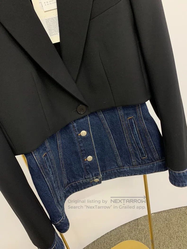 Alexander McQueen Alexander Mcqueen Design sense suit stitching denim jacket Size S / US 4 / IT 40 - 2 Thumbnail
