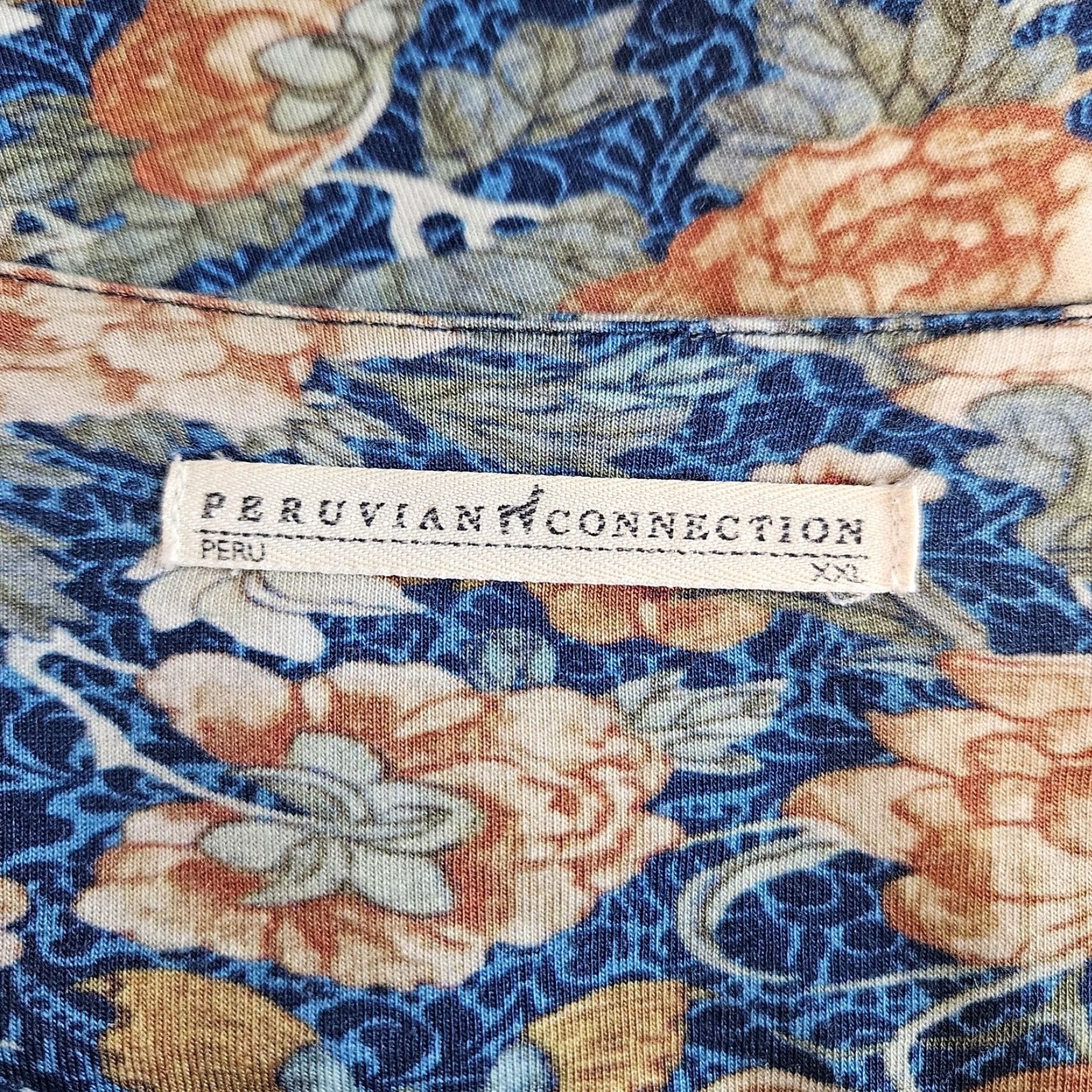 Vintage Peruvian Connection Womens Tunic 2XL Blue Floral Cotton Modal Blend Blouse Shirt Daywear, Womens, 2XL, Blue, Floral, Tunic Size XXL / US 16-18 / IT 52-54 - 5 Thumbnail
