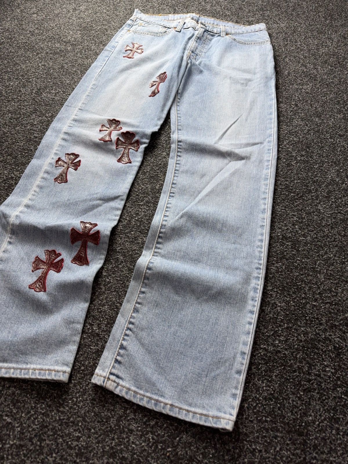 Levi's Vintage Clothing Vintage 90s Custom Chrome Hearts Style Cross Denim Jeans Size US 33 - 3 Thumbnail