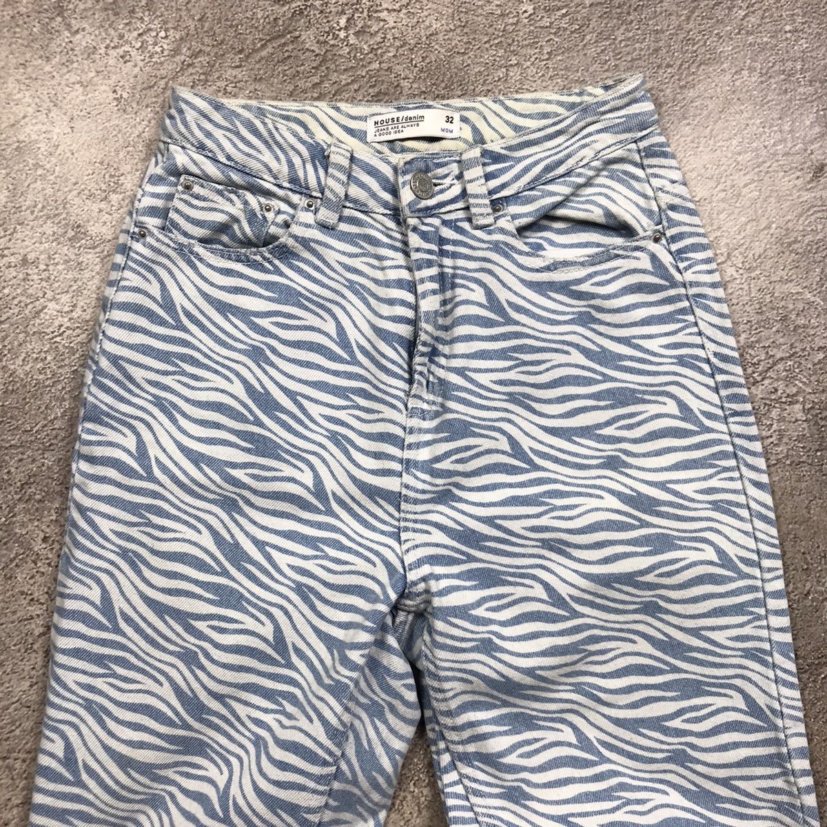 Vintage Y2K Zebra Stripe Distressed Baggy Jeans Grunge Skate Logo 24 Size 24" / US 00 / IT 34 - 3 Thumbnail