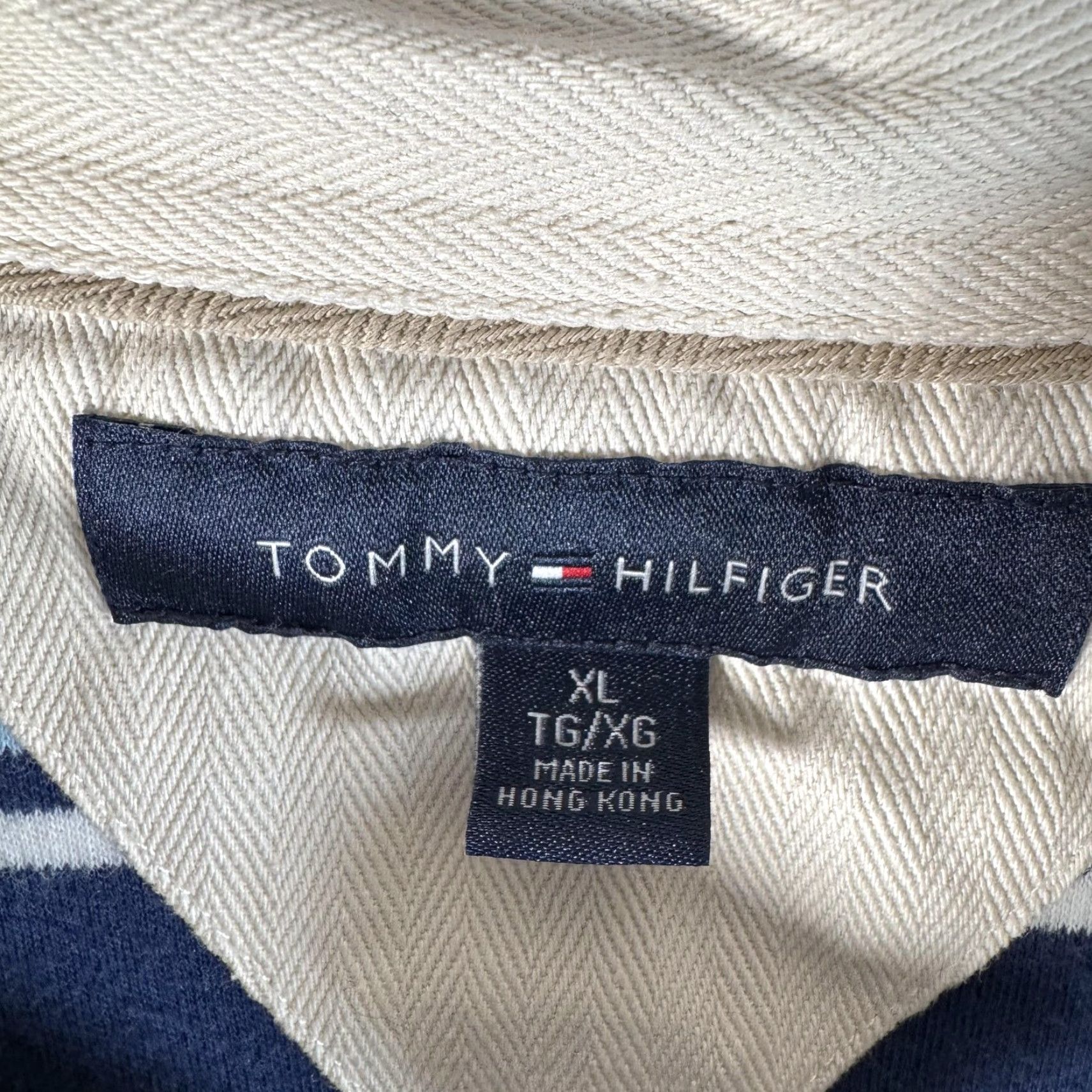 Tommy Hilfiger Tommy Hilfiger Polo Shirt Mens XL Striped Navy Blue Nautical Streetwear Y2K Classic Collared Short Sleeve Size US XL / EU 56 / 4 - 4 Thumbnail