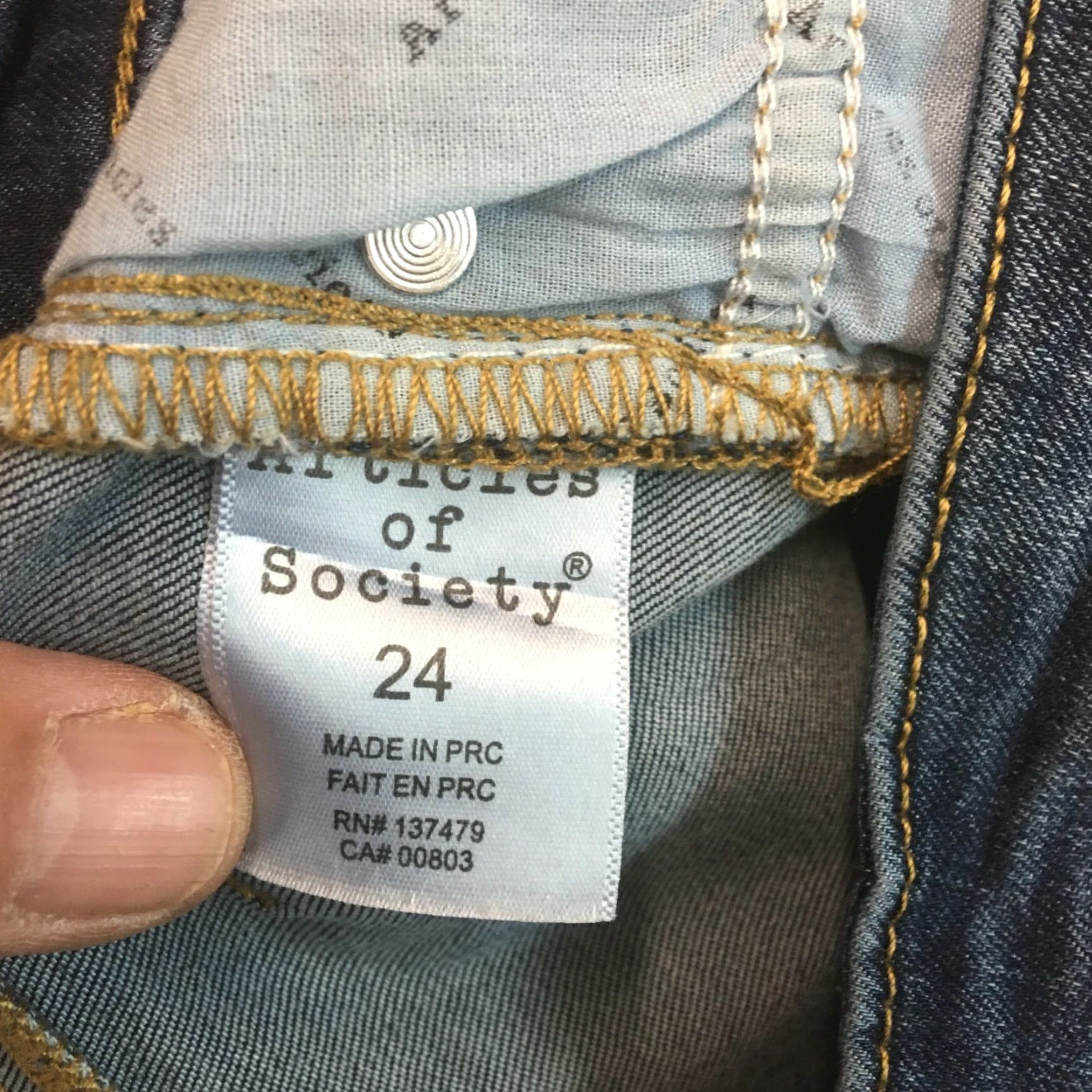 Vintage Articles Of Society Jeans Skinny Blue Denim Casual Stretch Size 24 Womens Size 42" / US 20 - 4 Thumbnail
