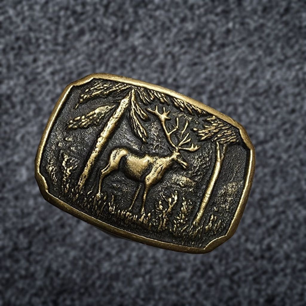 Vintage VINTAGE Bull Elk Brass BELT BUCKLE HUNTING SPORTSMANSHIP Men Buckle Gold Brass Elk Collectible Size ONE SIZE - 1 Thumbnail