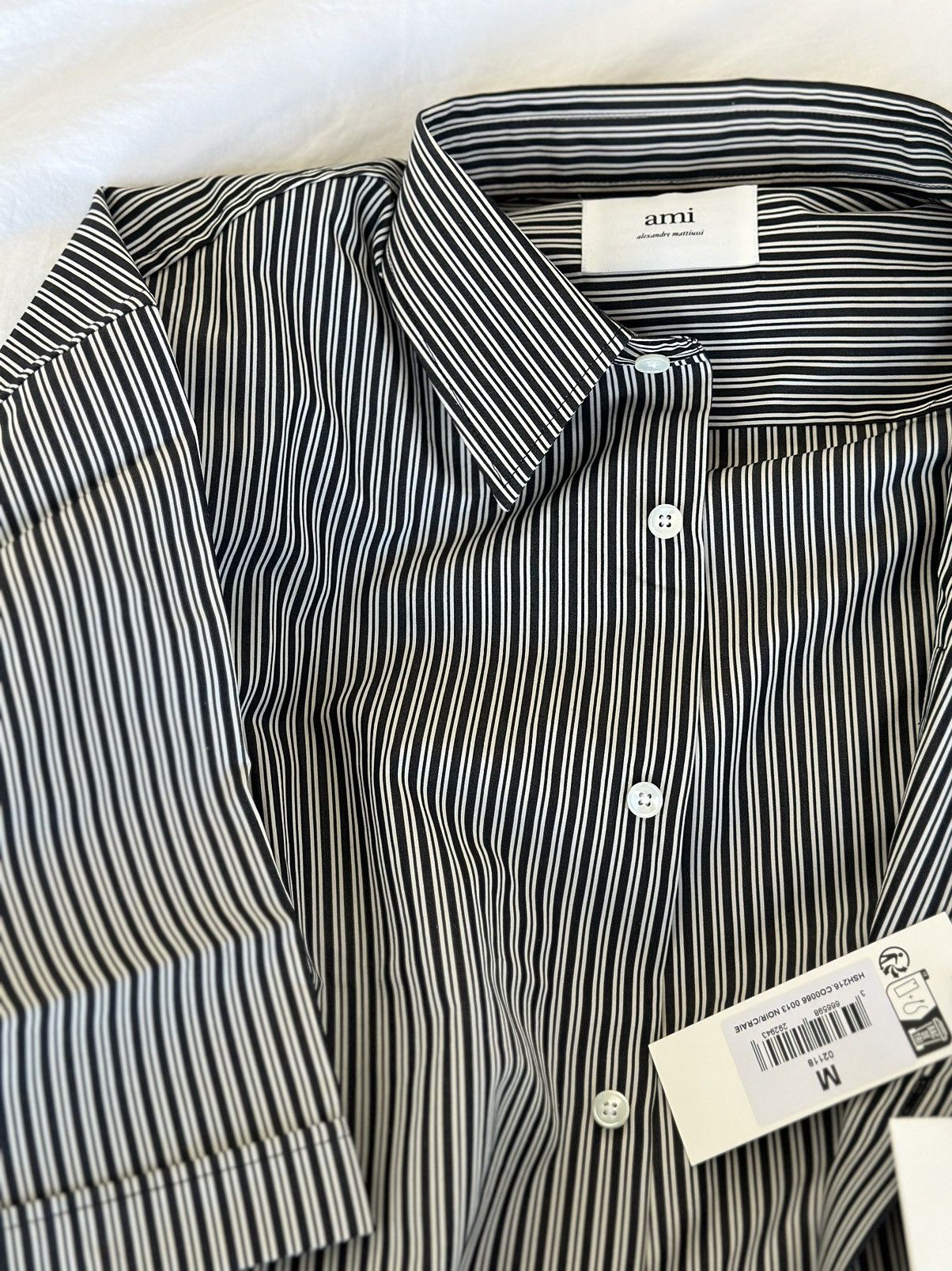 AMI Ami Striped Short-sleeve Boxy Shirt Size US L / EU 52-54 / 3 - 3 Thumbnail