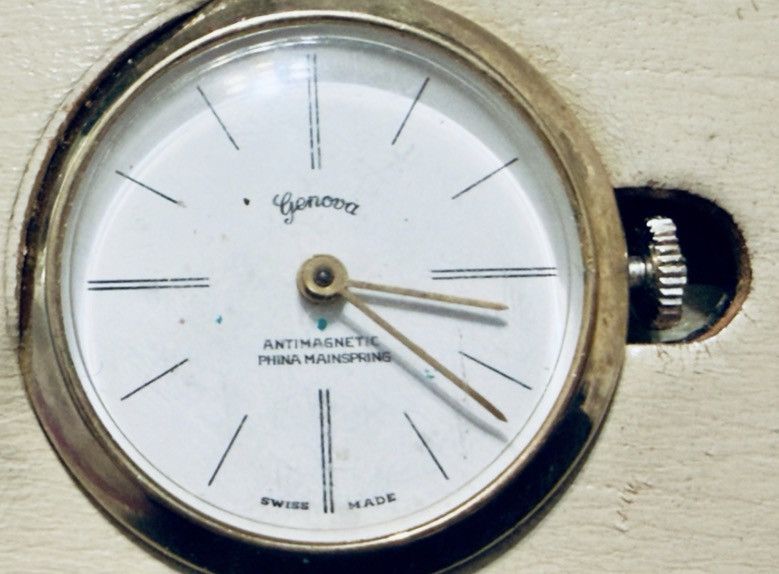 Geneva Vintage Genova Swiss Made Folding Travel Clock Leather Case Size ONE SIZE - 3 Thumbnail