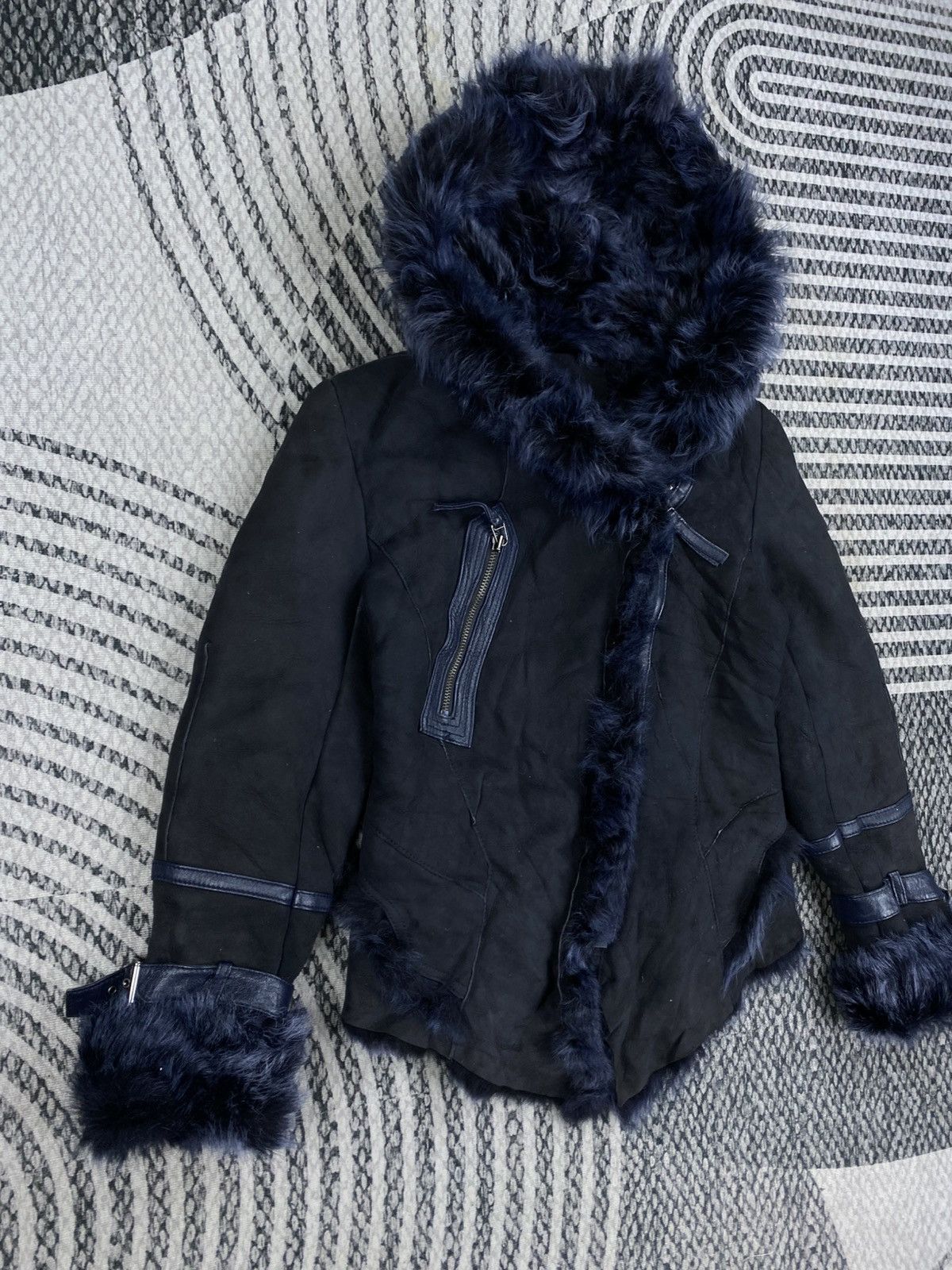 If Six Was Nine 🔥Ferrara Italy Faux Fur Shearling Asymmetrical Hooded Jacket Size US S / EU 44-46 / 1 - 3 Thumbnail