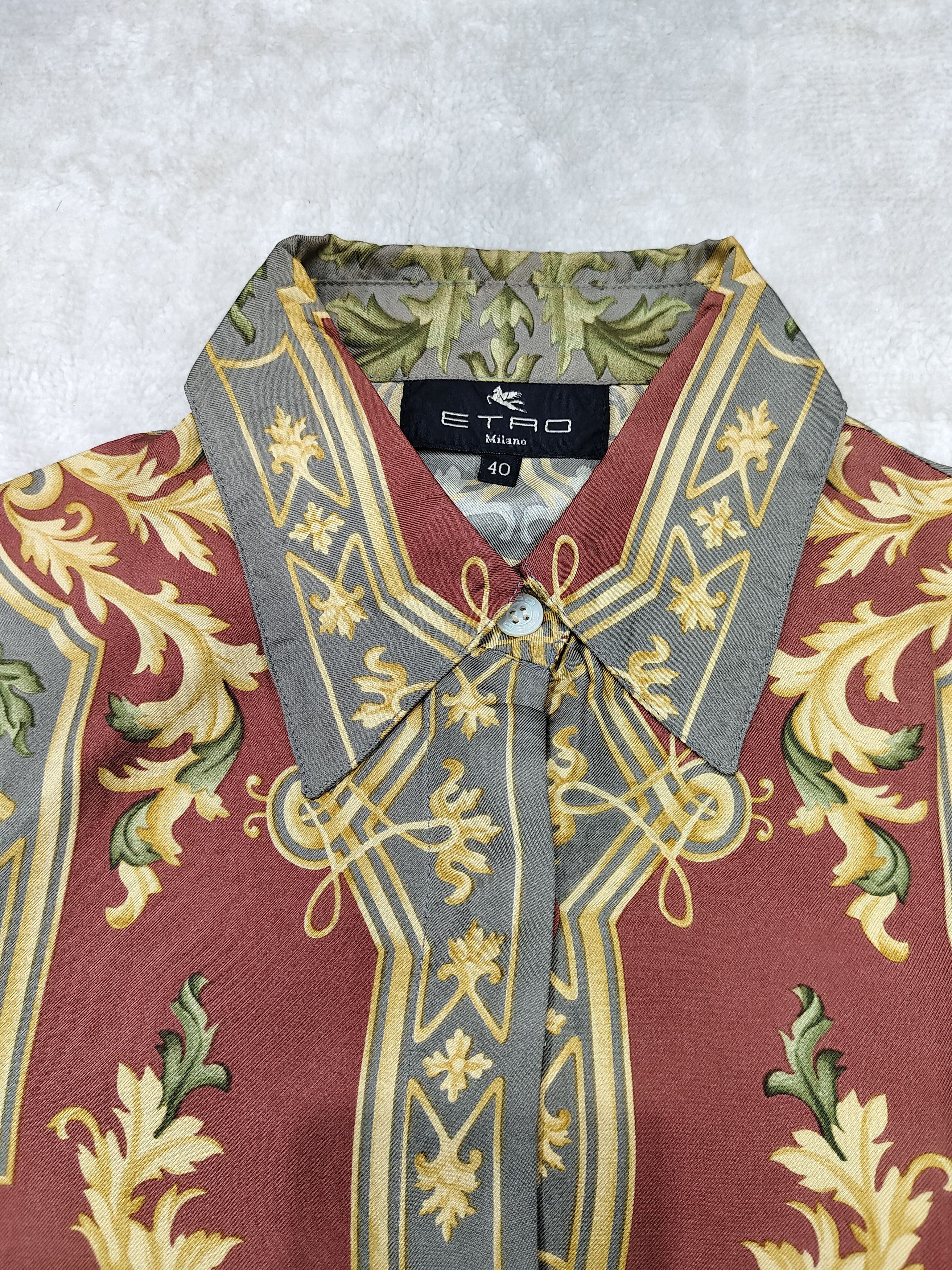 Etro 2000s ETRO- Renaissance Baroque Cherub Silk Shirt Size M / US 6-8 / IT 42-44 - 12 Thumbnail