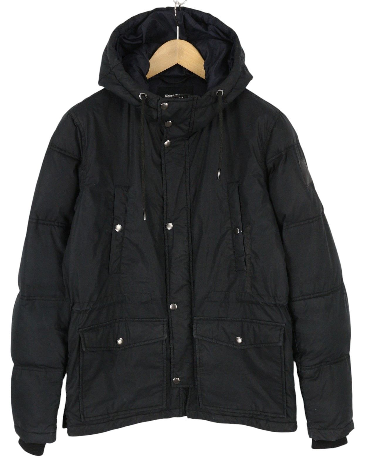 Diesel M Black Full Zip Hooded Insulated Drawstring Pockets 86369 Size US M / EU 48-50 / 2 - 1 Thumbnail
