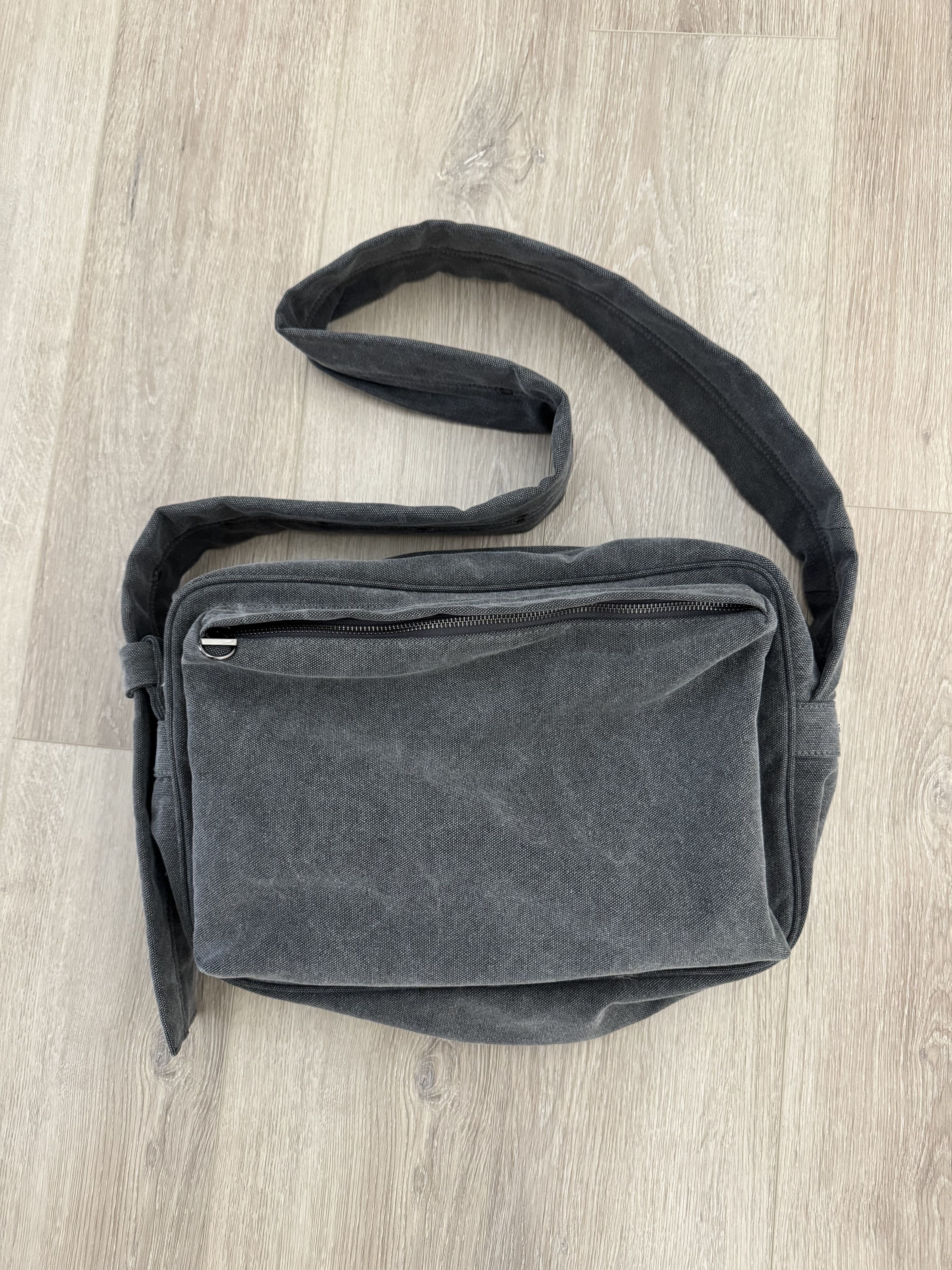 Solid Homme Solid Homme Gray Canvas Washed Crossbody Bag Size ONE SIZE - 1 Thumbnail