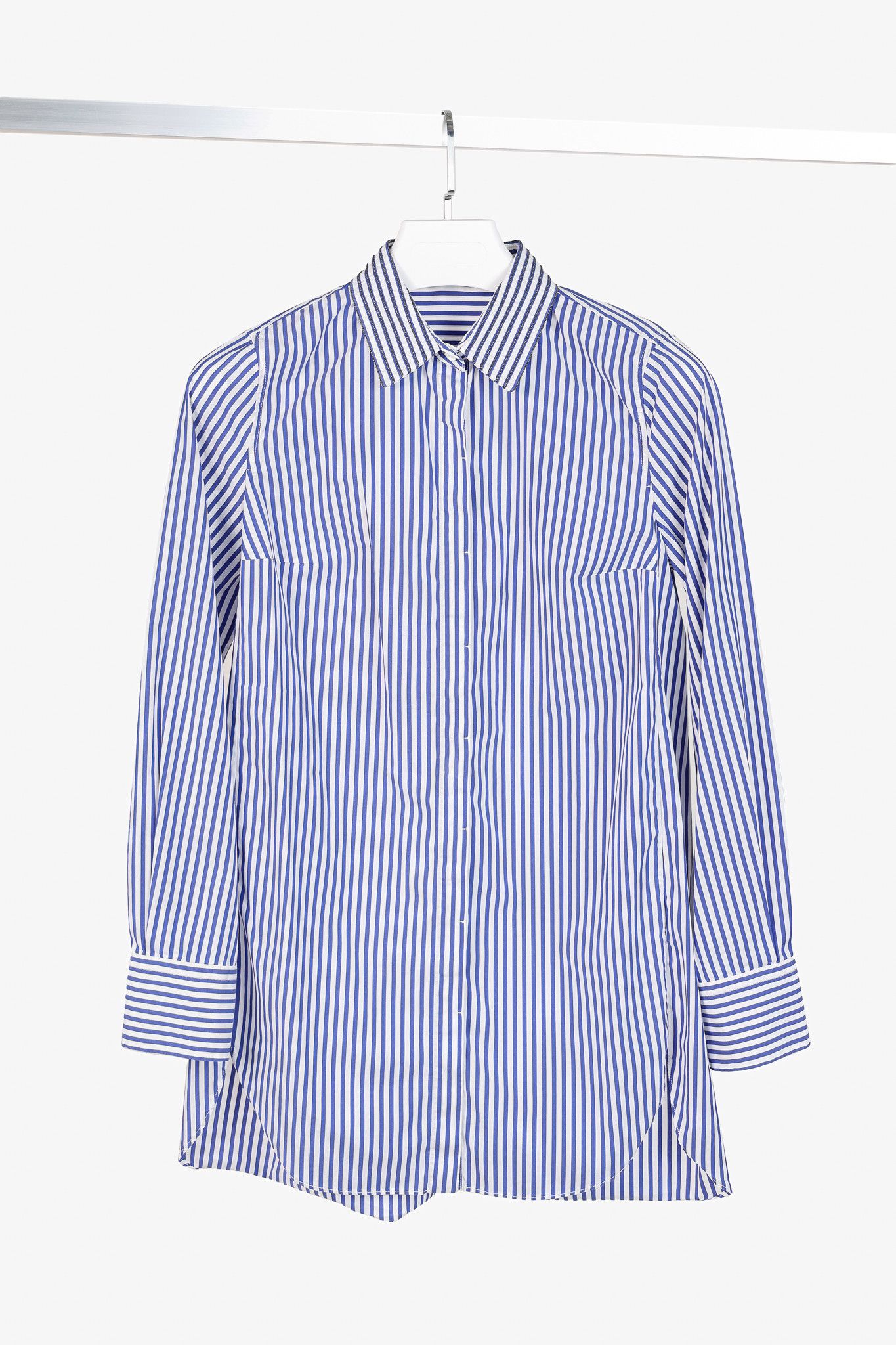 Brunello Cucinelli Brunello Cucinelli AW/16 Striped Monili-Bead Shirt Size M / US 6-8 / IT 42-44 - 1 Thumbnail