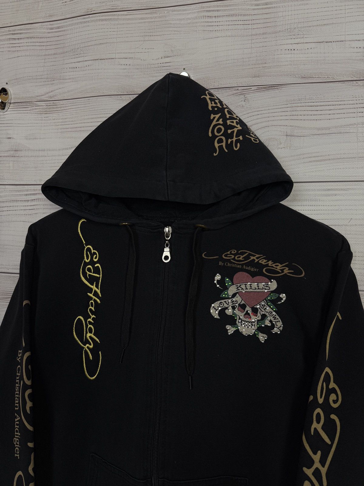 Christian Audigier RARE Vintage Ed Hardy Zip Hoodie Skelleton Skulls Audigier Size M / US 6-8 / IT 42-44 - 3 Thumbnail