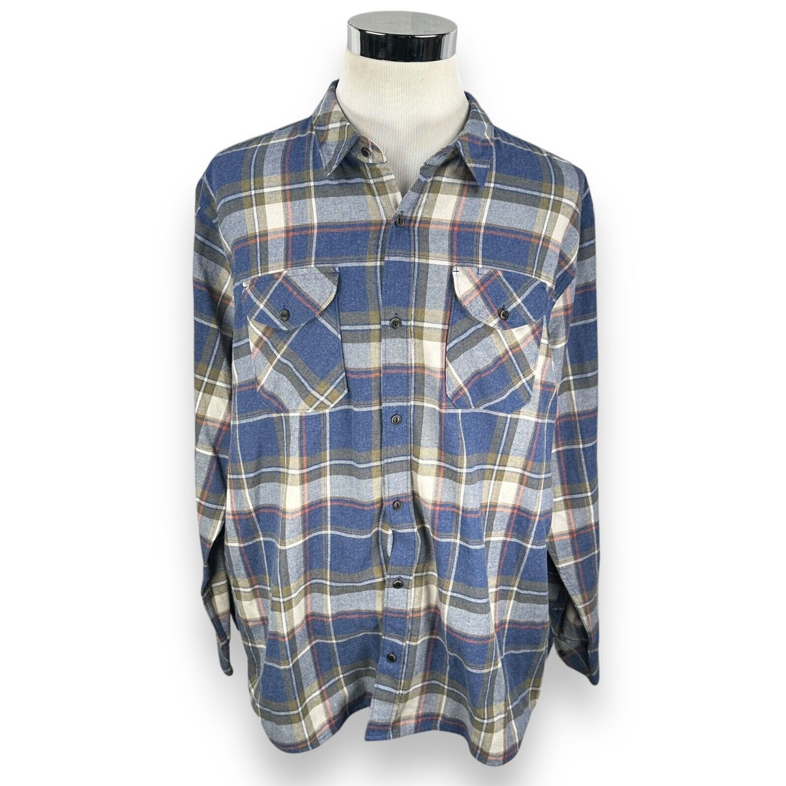 Roark Roark Flannel Shirt Men's 2XL XXL Blue Gray Check Button Size US XXL / EU 58 / 5 - 1 Thumbnail