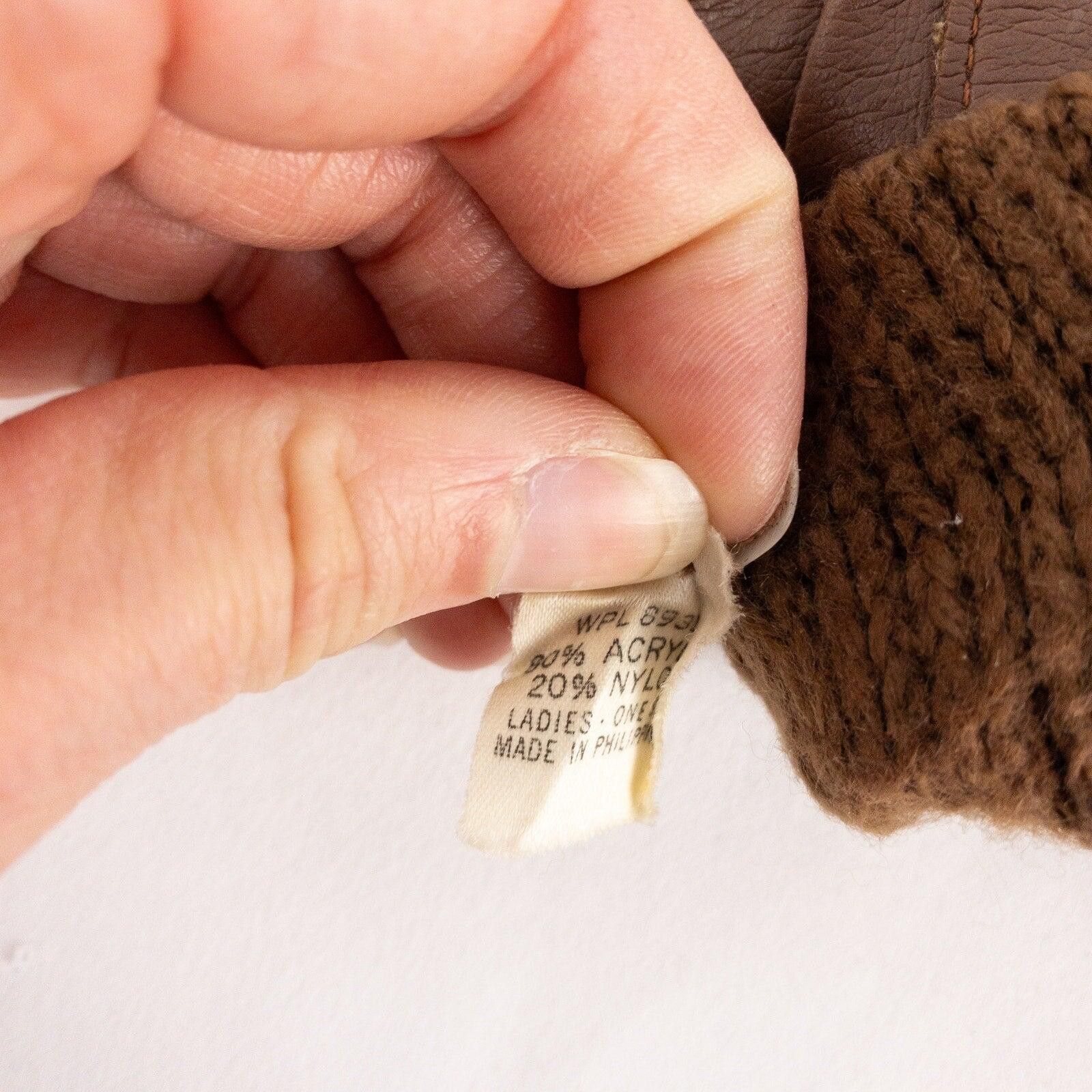 Arts & Science Aris Vintage Brown Knit Fabric Vinyl Gloves Womens One Size Size ONE SIZE - 11 Thumbnail