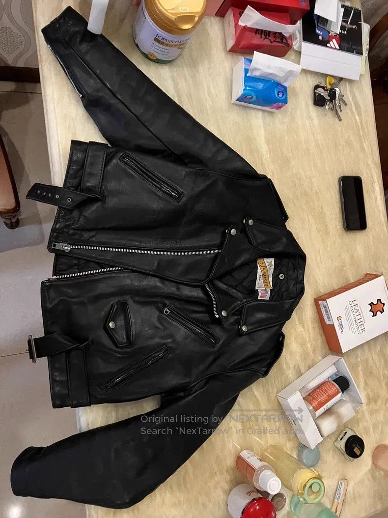 Schott Schott Cable-stayed locomotive leather jacket Size US S / EU 44-46 / 1 - 1 Thumbnail