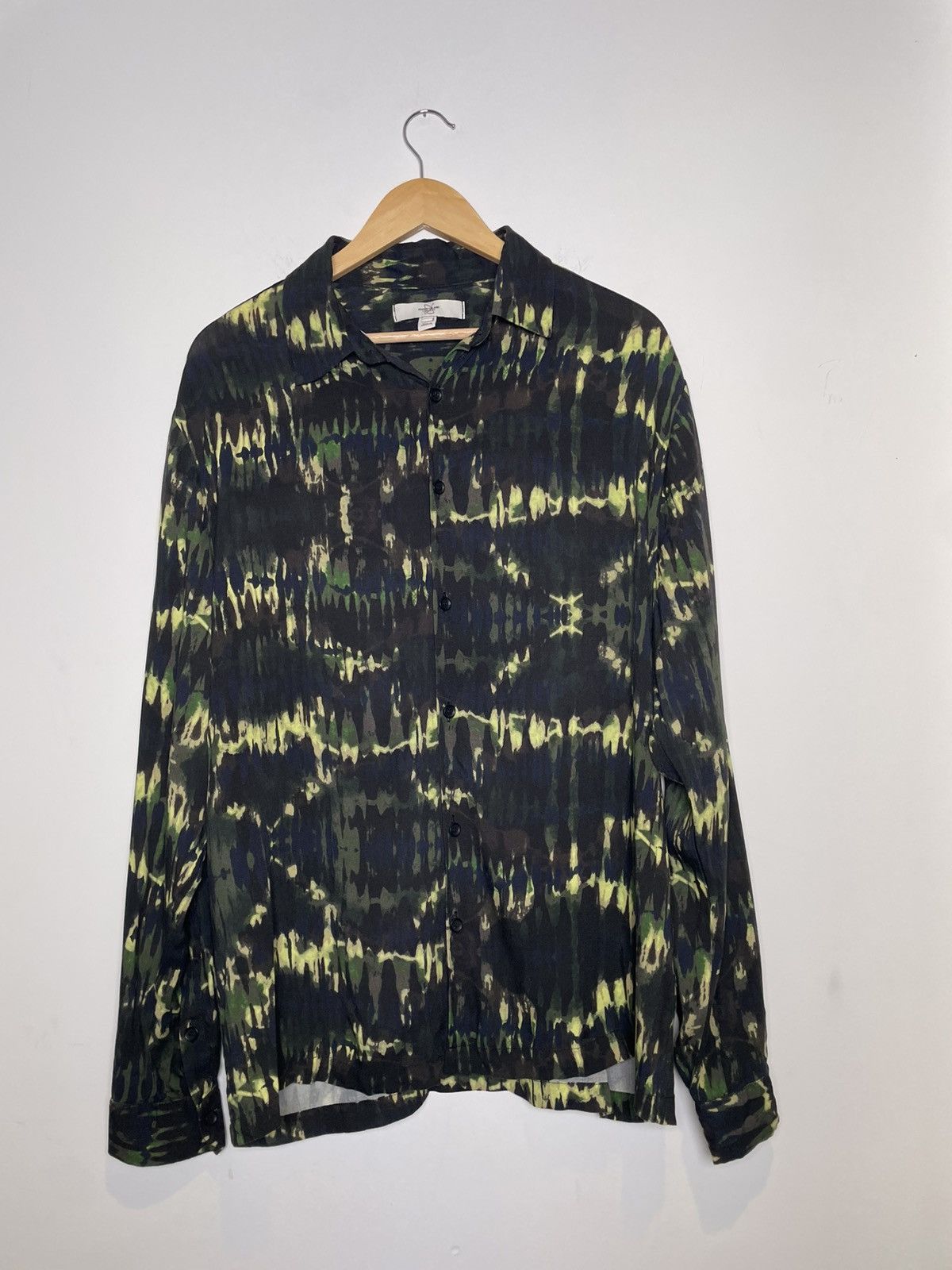 River Island River Island Green Abstract Tie-Dye Shirt L Size US L / EU 52-54 / 3 - 1 Thumbnail