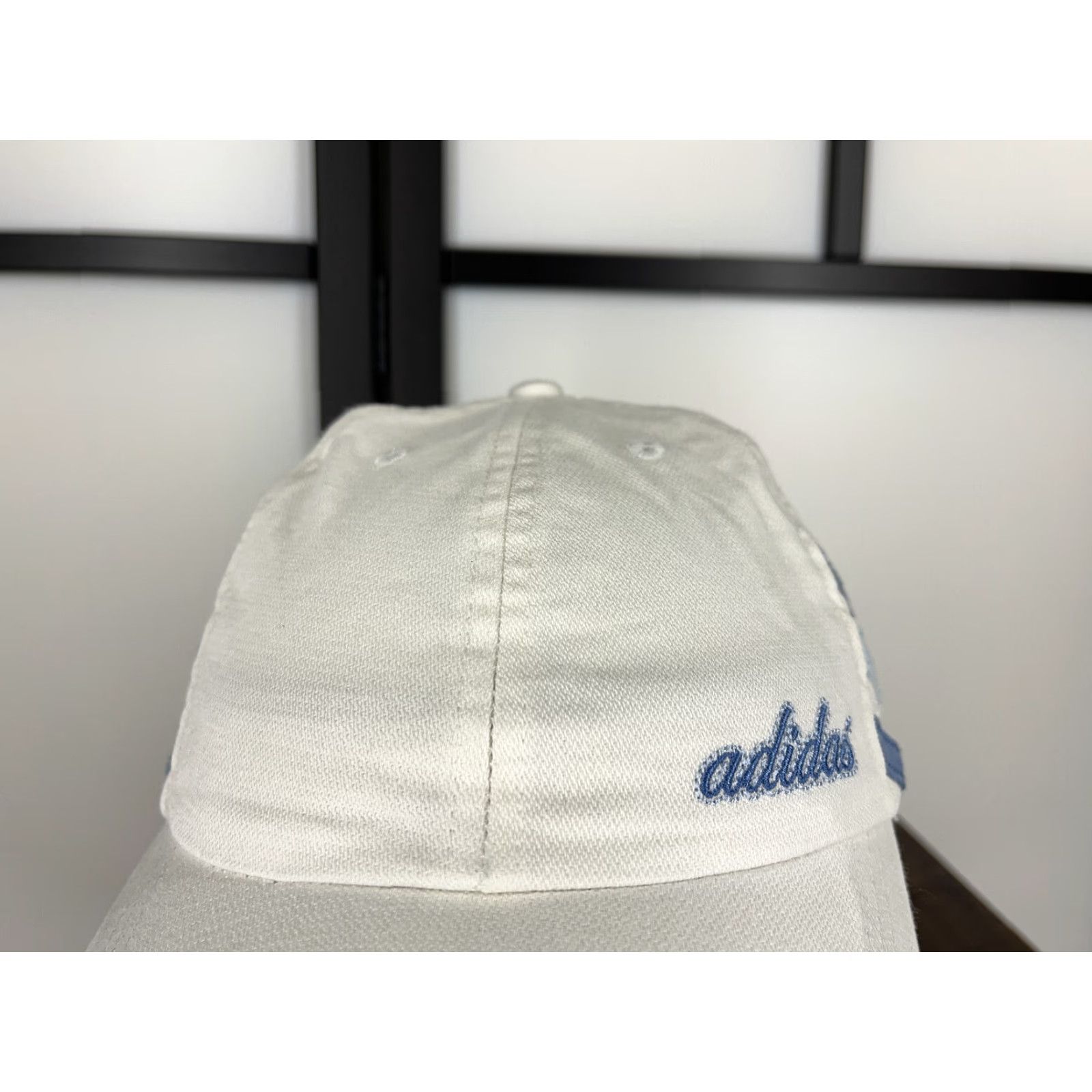 Adidas VINTAGE Adidas Hat Cap Strap Back Adult One Size White Blue Cotton Climalite Size ONE SIZE - 2 Thumbnail