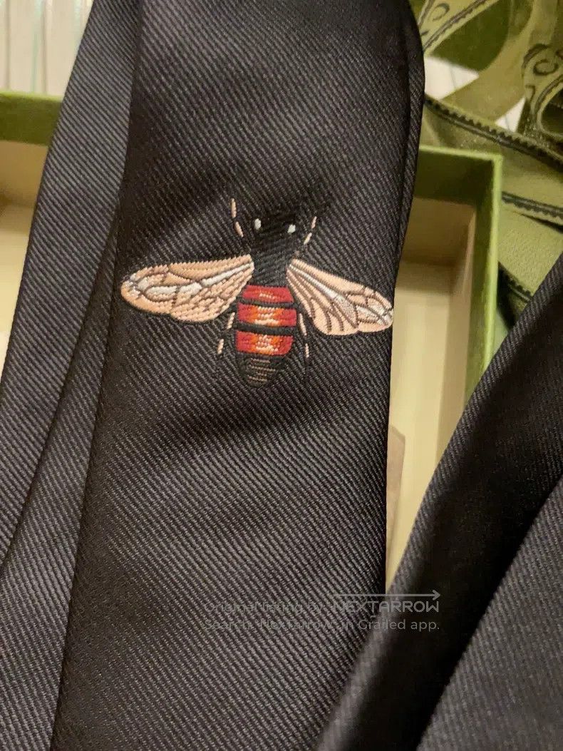 Gucci Gucci Bee-embroidered silk tie Size ONE SIZE - 2 Thumbnail