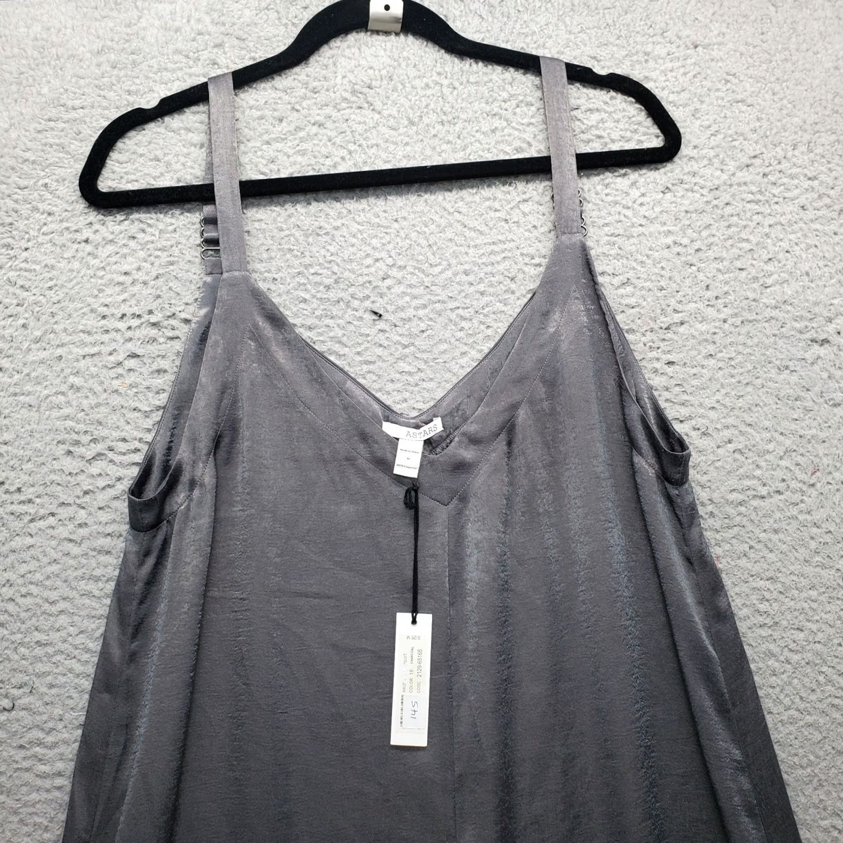 Vintage Astars Arizona Jumpsuit Womens M Gray Evening Shimmer V-Neck Adjustable Strap Size 32" / US 10 / IT 46 - 5 Thumbnail