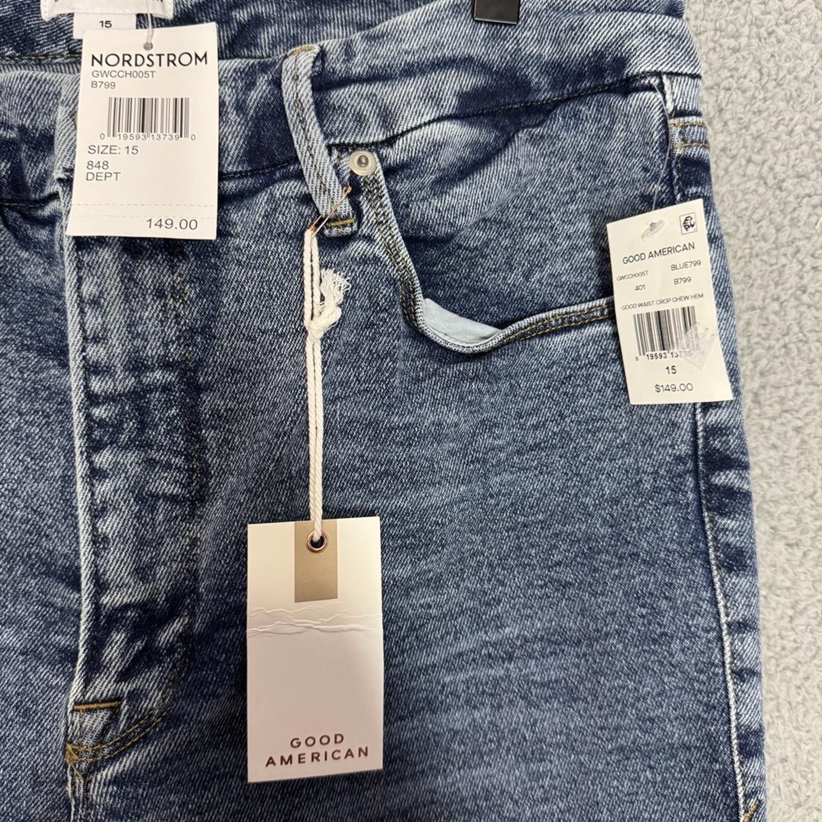 Other GOOD AMERICAN NWT Size 15 Good Waist Crop Denim Jean in Blue Size 32" / US 10 / IT 46 - 9 Thumbnail