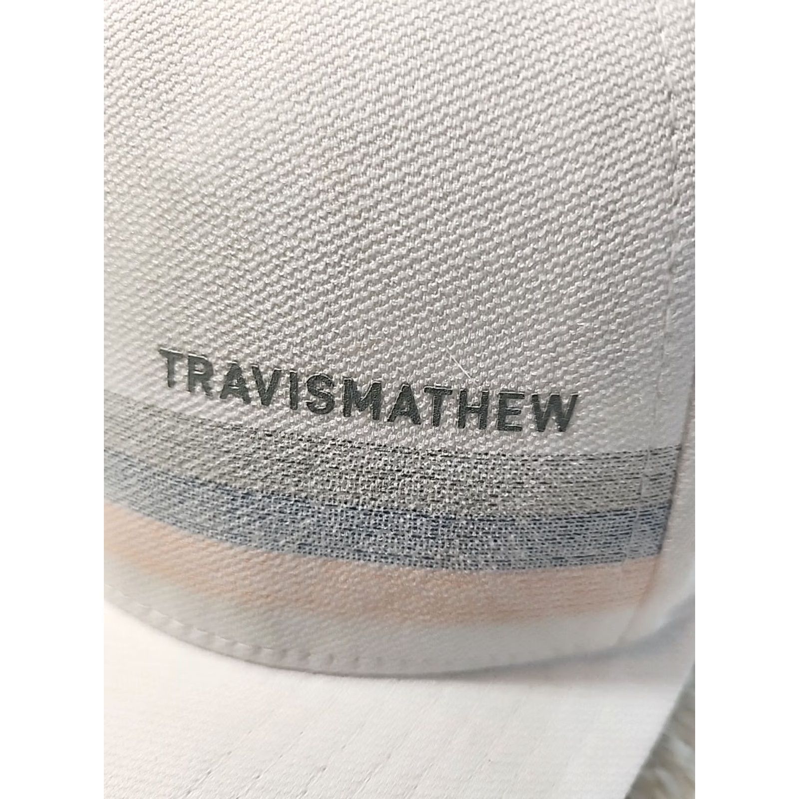 TravisMathew Travis Mathew Hat/Cap Baseball Cap Mens Large / XL White Fitted Sports Knit Cotton Polyester Cap Size ONE SIZE - 2 Thumbnail