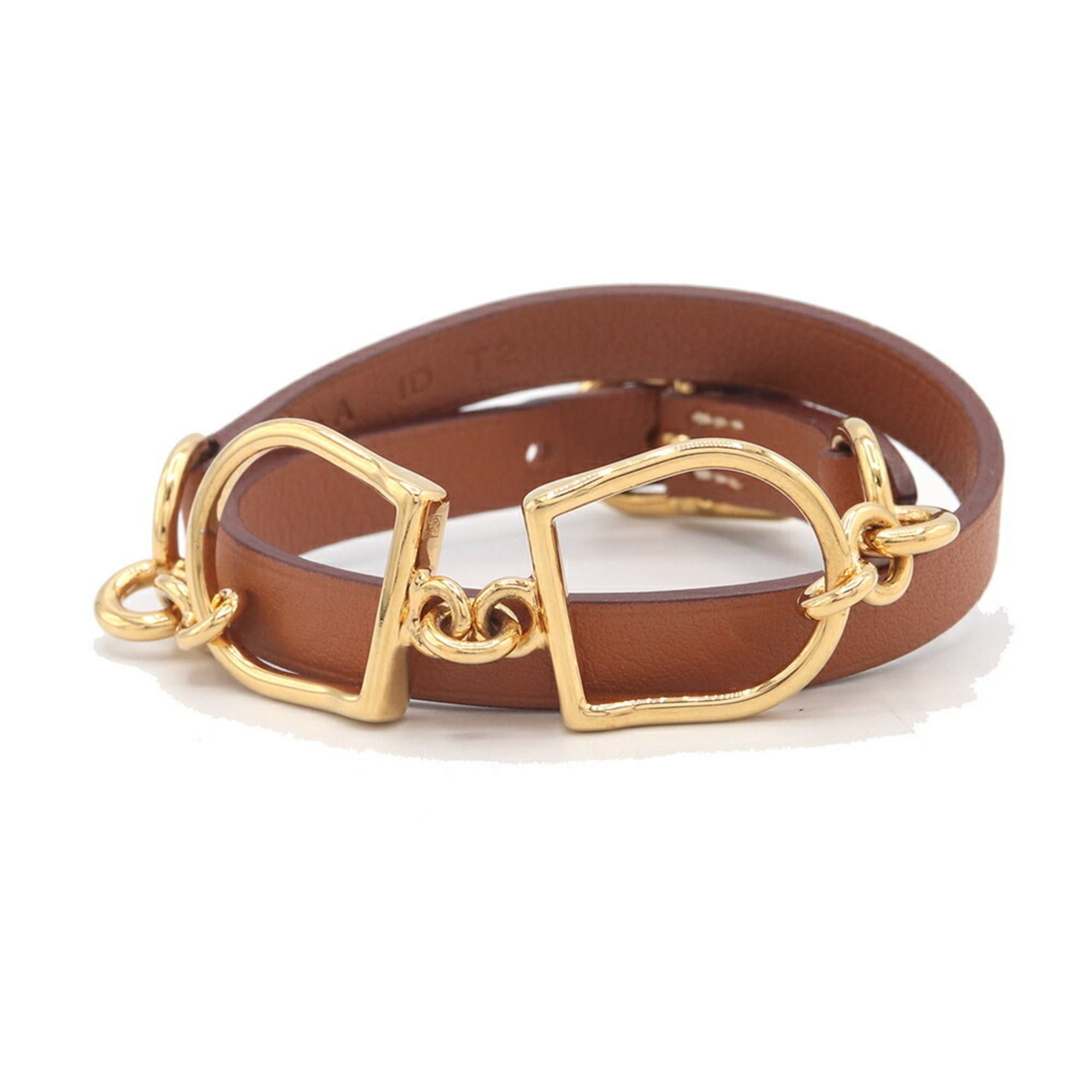 Hermes Hermes Etrier Double Tour Bracelet, Brown Veau Swift Leather, A Stamp, Manufactured in 2017, Size T2, Strand Women's. Size ONE SIZE - 1 Thumbnail