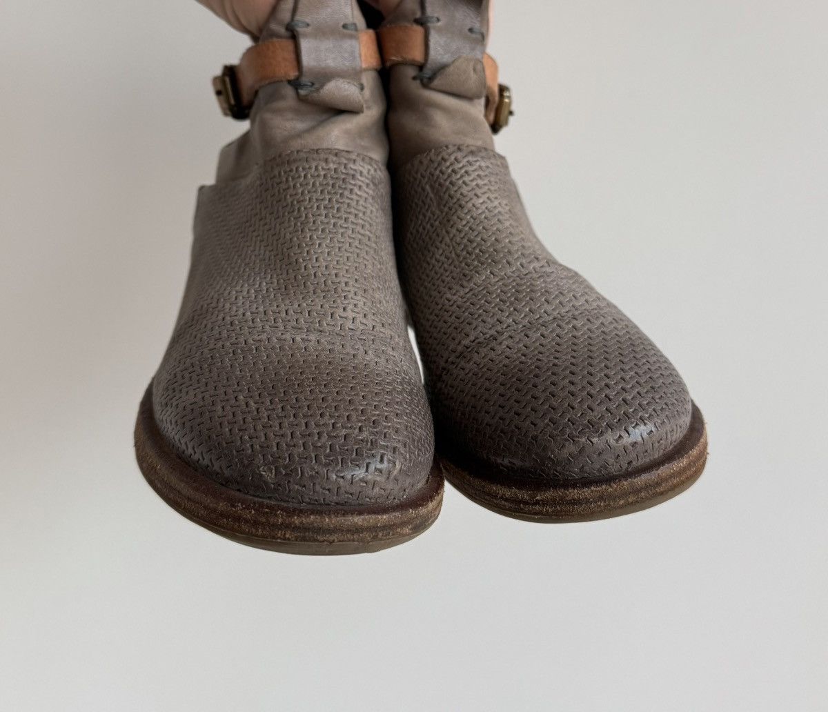 A.S.98 A.S. 98 Airstep Gray Leather Ankle Zipper Boots With Buckle Size US 6 / IT 36 - 4 Thumbnail