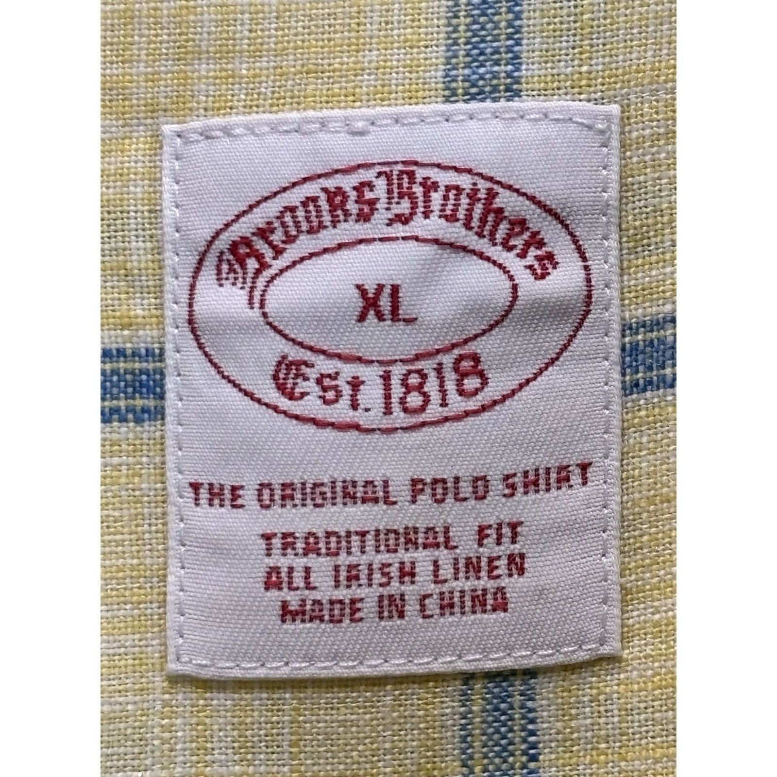 Brooks Brothers Brooks Brothers Shirt Men’s XL Yellow Plaid Linen Button-Down Short Sleeve Button Up Size US XL / EU 56 / 4 - 5 Thumbnail